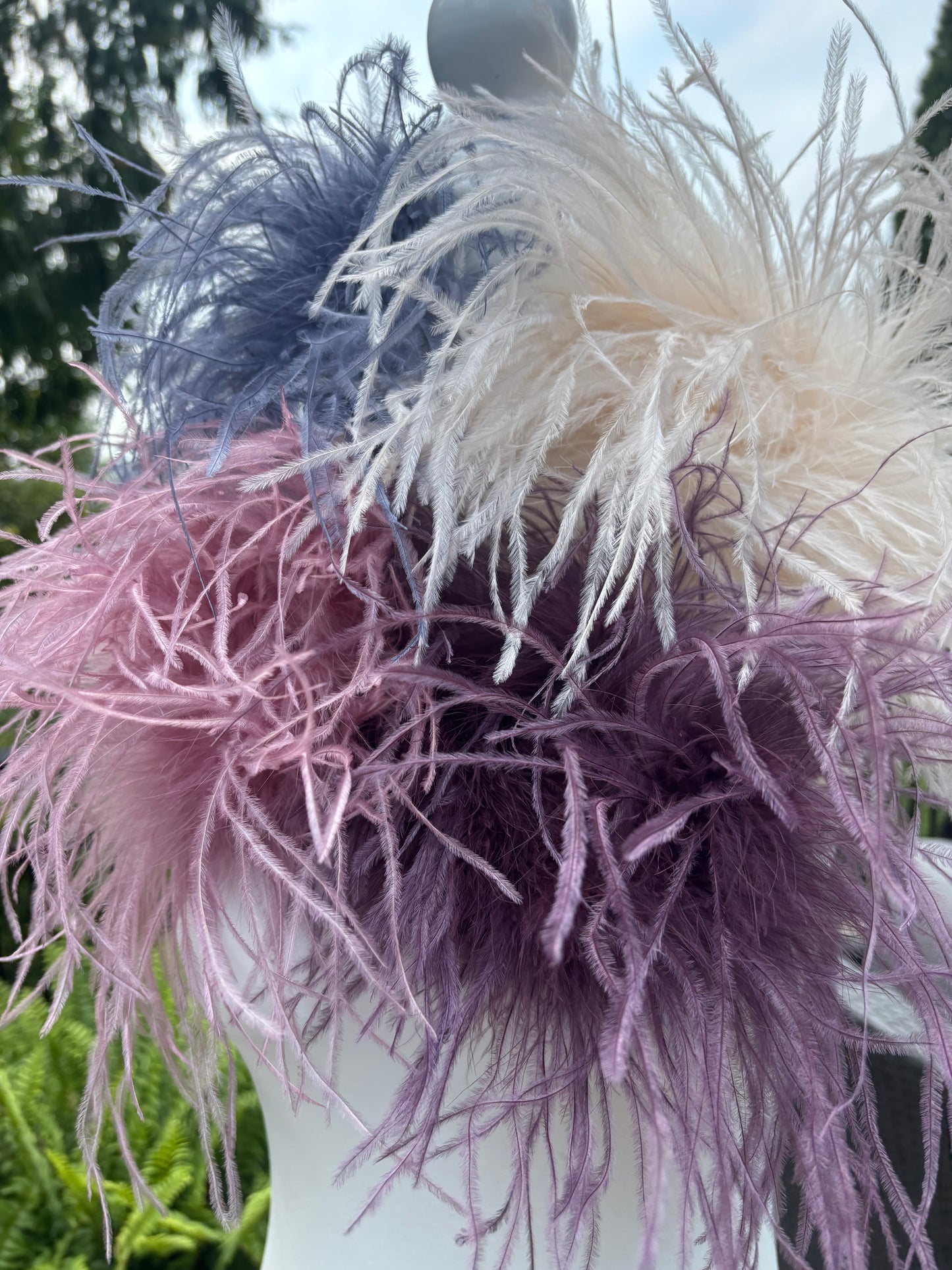 "Dietrich" Grand Ostrich Pin & Clip in Velvet Aubergine.  Made in the USA. Genuine Ostrich. Available in many colors.  Available in Grand or Petite