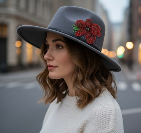 Karin's Garden 4" Beaded Poinsettia Pin Brooch