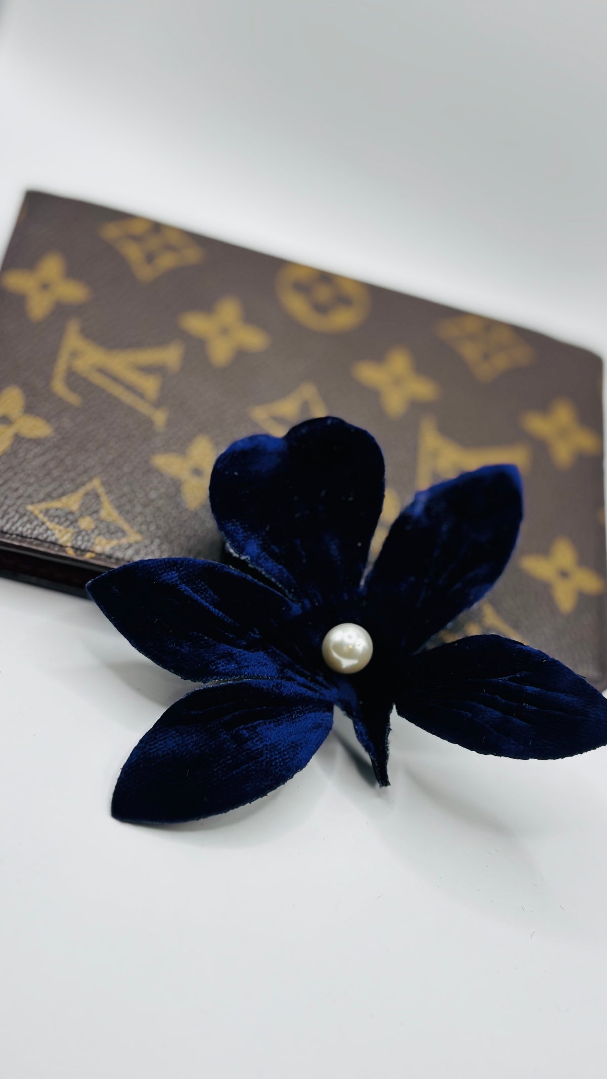 Purple Crushed Velvet Orchid Clip with Pearl Center