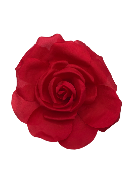 Karin's Garden Broche rose en soie rouge 12,7 cm Carrie Bradshaw Kentucky Derby