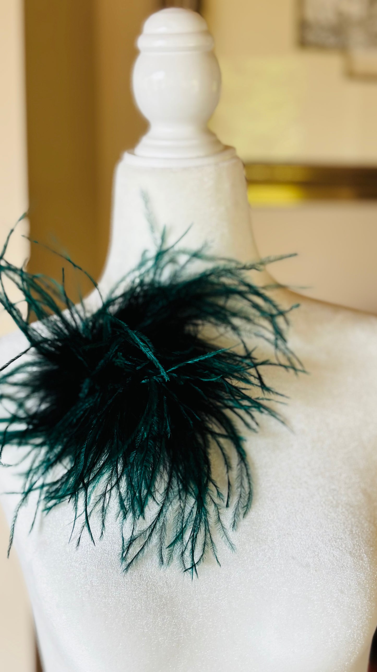 Dietrich Petite Ostrich Pin & Clip in Emerald.  Handmade in the USA. Genuine Ostrich. Available in many colors.  Available in Petite or Grand