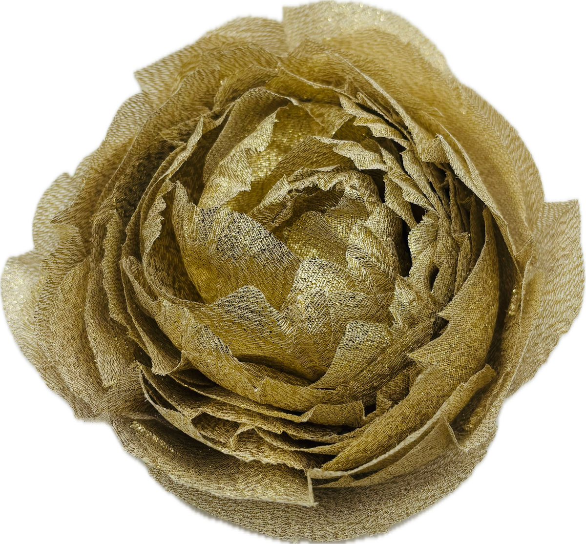 Gold Metallic Flower Pin and Clip.  Pin or Clip to lapel, into hair, onto bag and more.  Made in the USA with Love