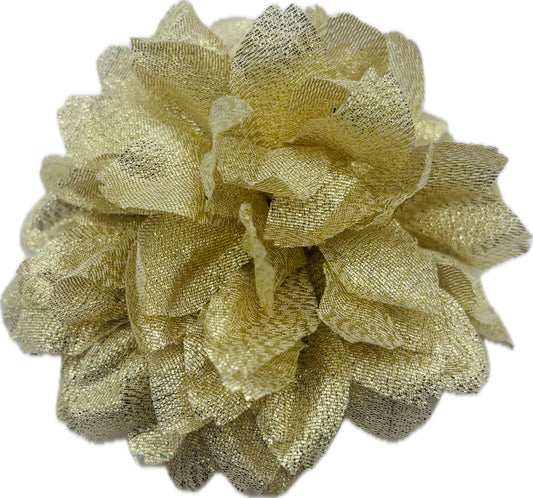 Gold Metallic Flower Pin and Clip.  Pin or Clip to lapel, into hair, onto bag and more.  Made in the USA with Love