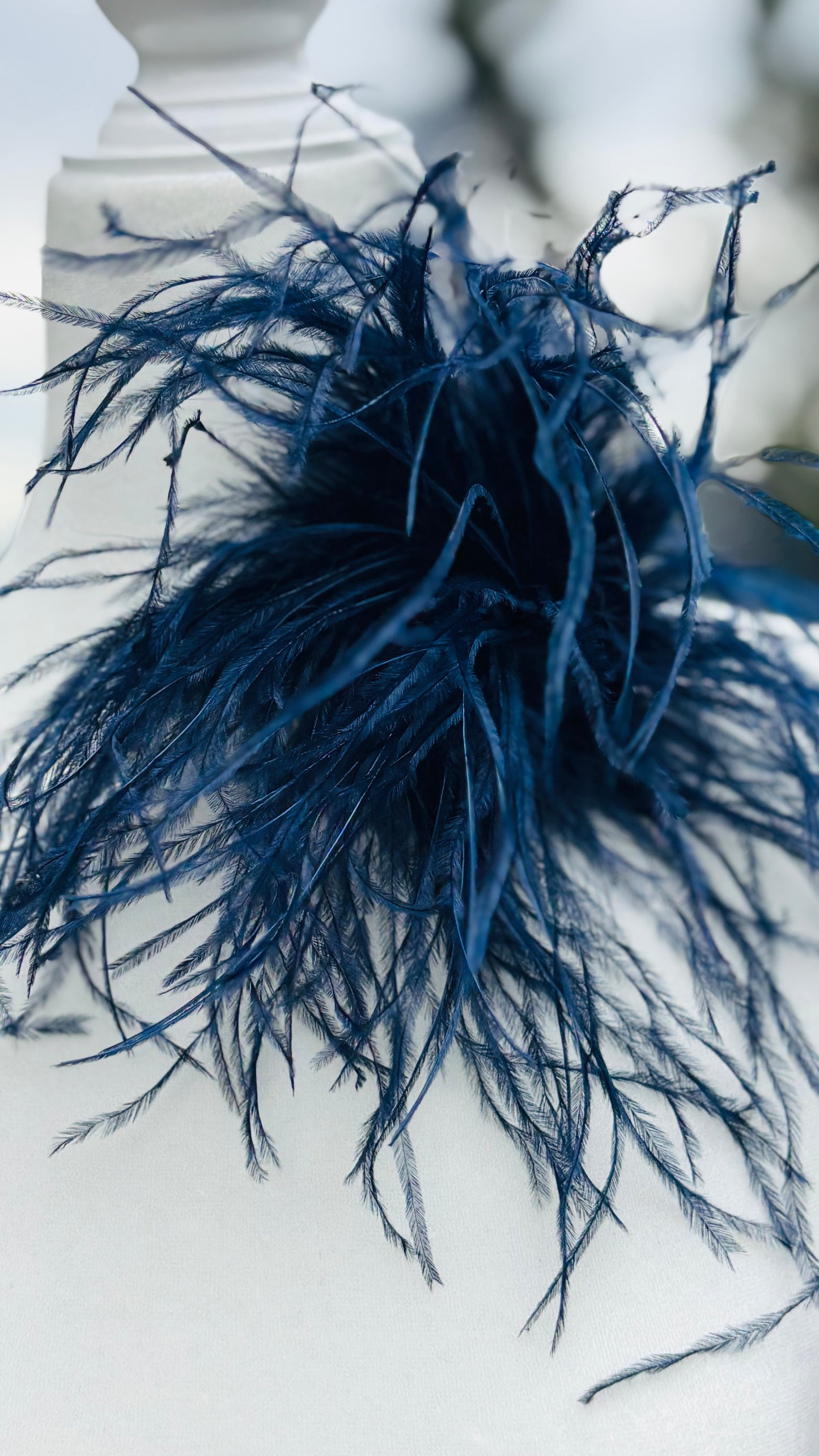 Dietrich Petite Ostrich Pin & Clip in Navy.  Handmade in the USA. Genuine Ostrich. Available in many colors.  Available in Petite or Grand