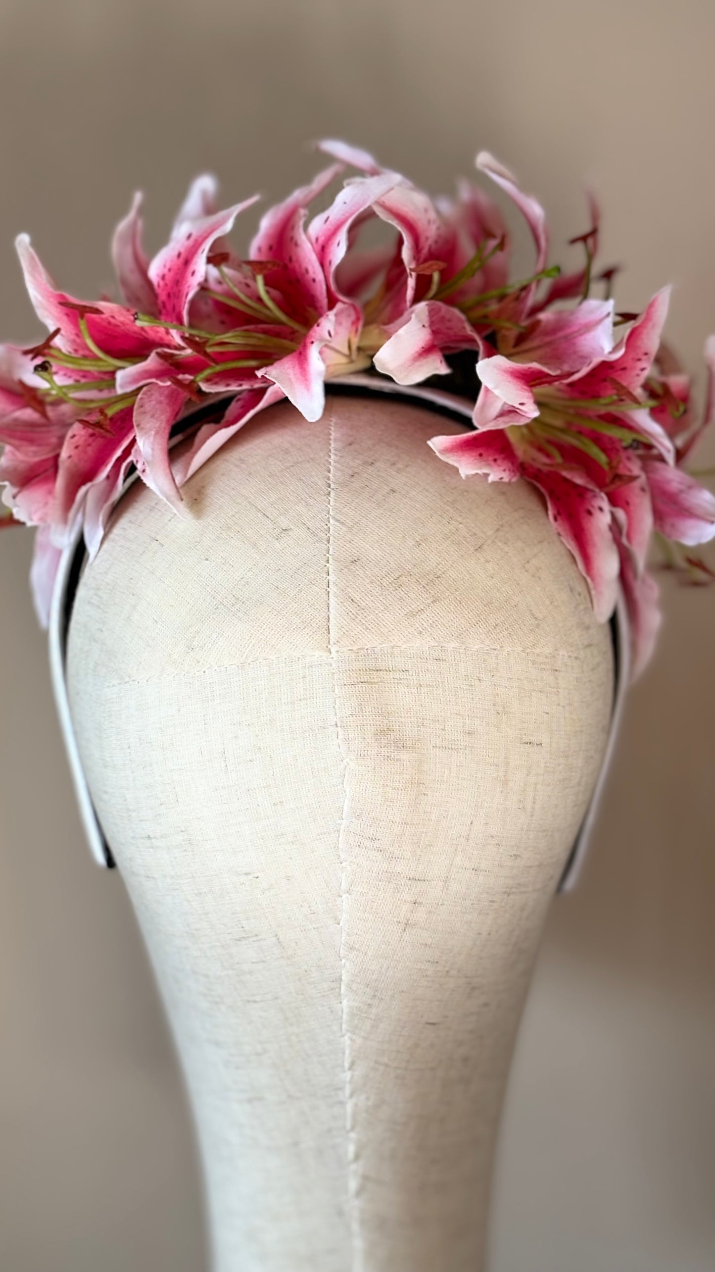 Karin’s Garden “Martha” Couture Tiger Lily Headband | Garden Party Floral Statement Headpiece | Handmade in USA