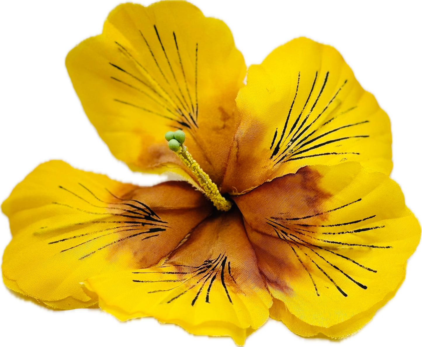 "Coral" 4" Yellow Amaryllis Brooch and Clip.  Pin or Clip to hair, lapel, dress, handbag, hat and more.