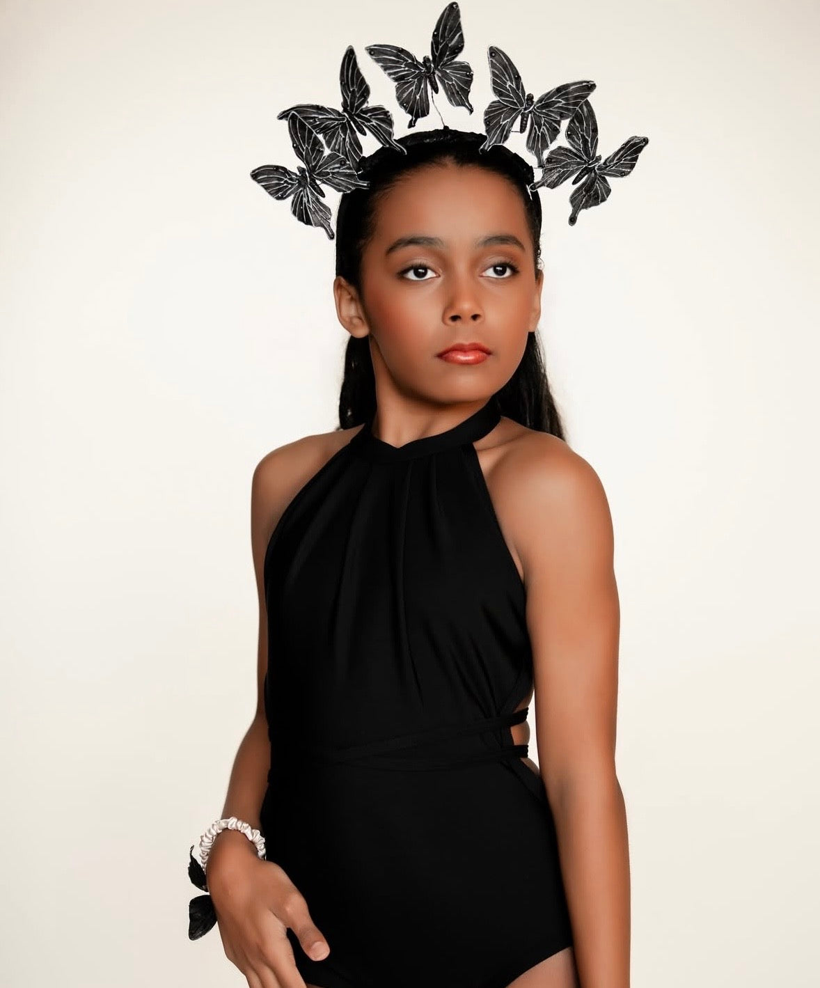 “Vanessa” Black Butterflies Headband.  Comfort Fit Silk Headband, Bendable Butterflies.  Handmade in Bellevue, Washington. Clothing by detailsdancewear