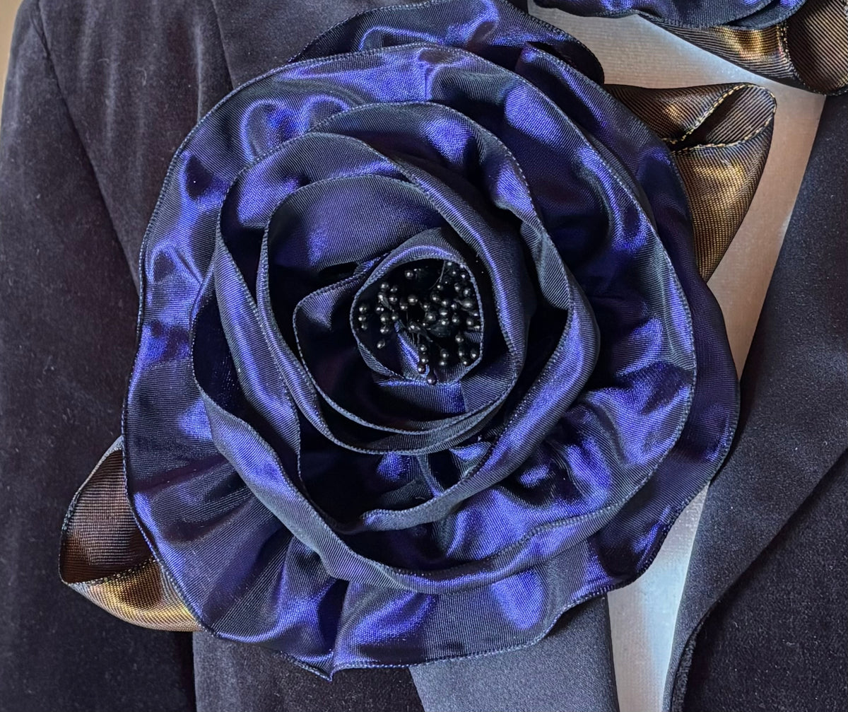 Francesca Purple French Taffeta Flower Pin & Clip, 7"