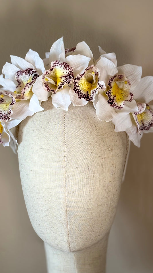 Karin’s Garden “Chloe” Vanda Orchid Headband – Couture Floral Statement Headpiece | Handmade in USA