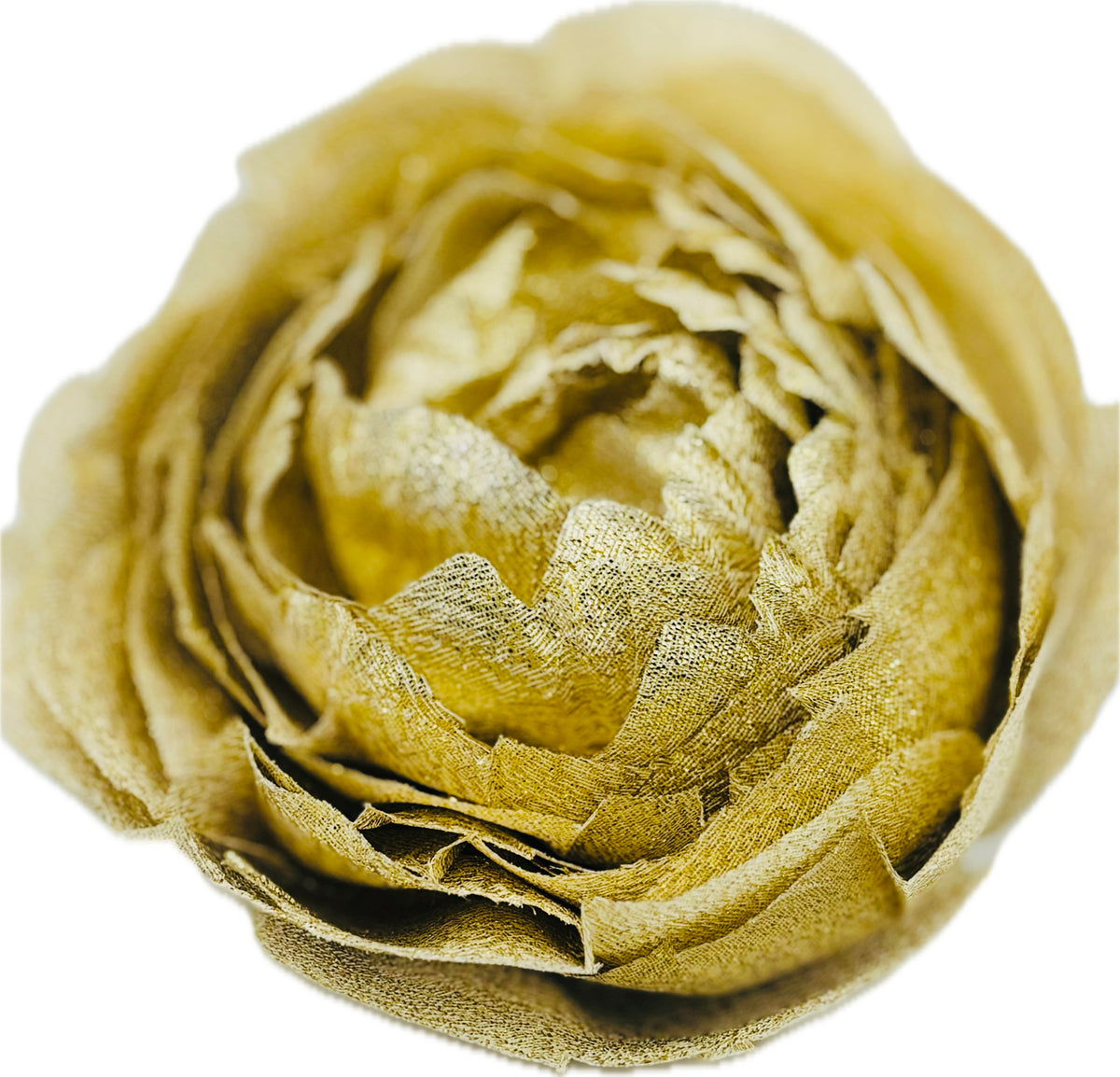Gold Metallic Flower Pin and Clip.  Pin or Clip to lapel, into hair, onto bag and more.  Made in the USA with Love