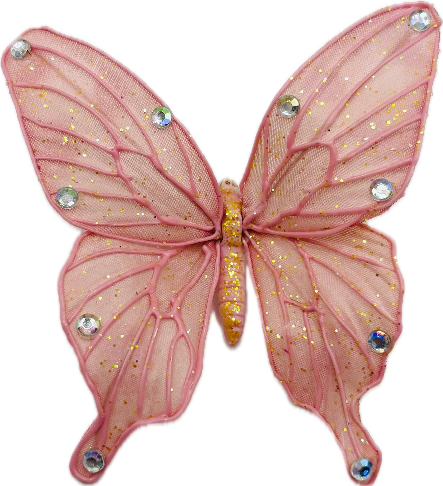 "Vanessa" Karin's Garden 3" Pink Butterfly clip. Bendable petals. Wear in your hair, clip to wristlet, clip on lapel, tank top or dress.  Clothing by detailsdancewear