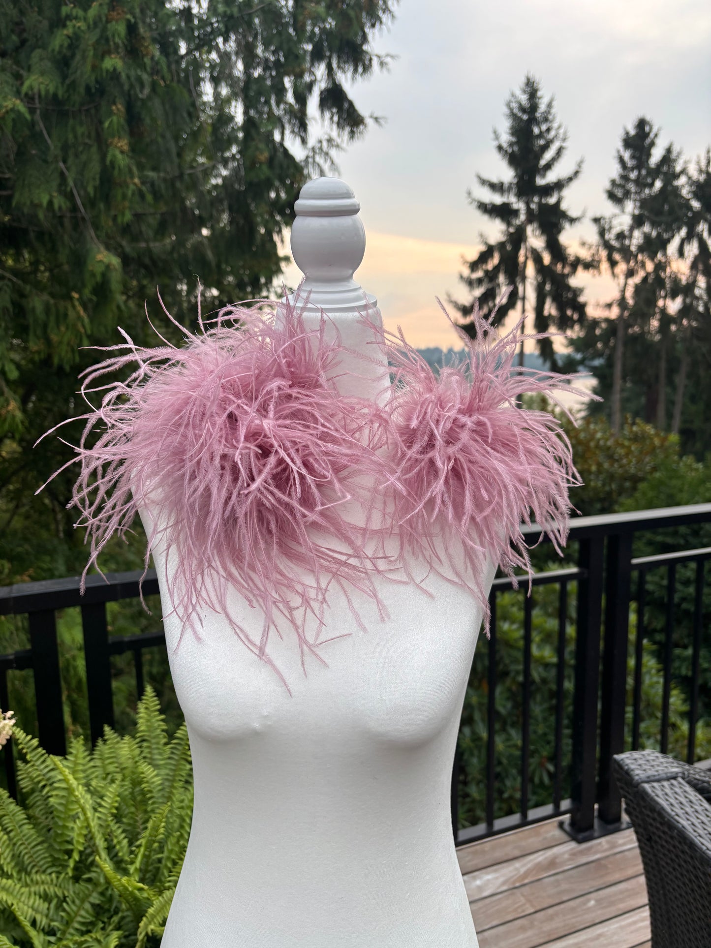 "Dietrich" Grand Ostrich Pin & Clip in Blue/Gray.  Made in the USA. Genuine Ostrich. Available in many colors.  Available in Grand or Petite