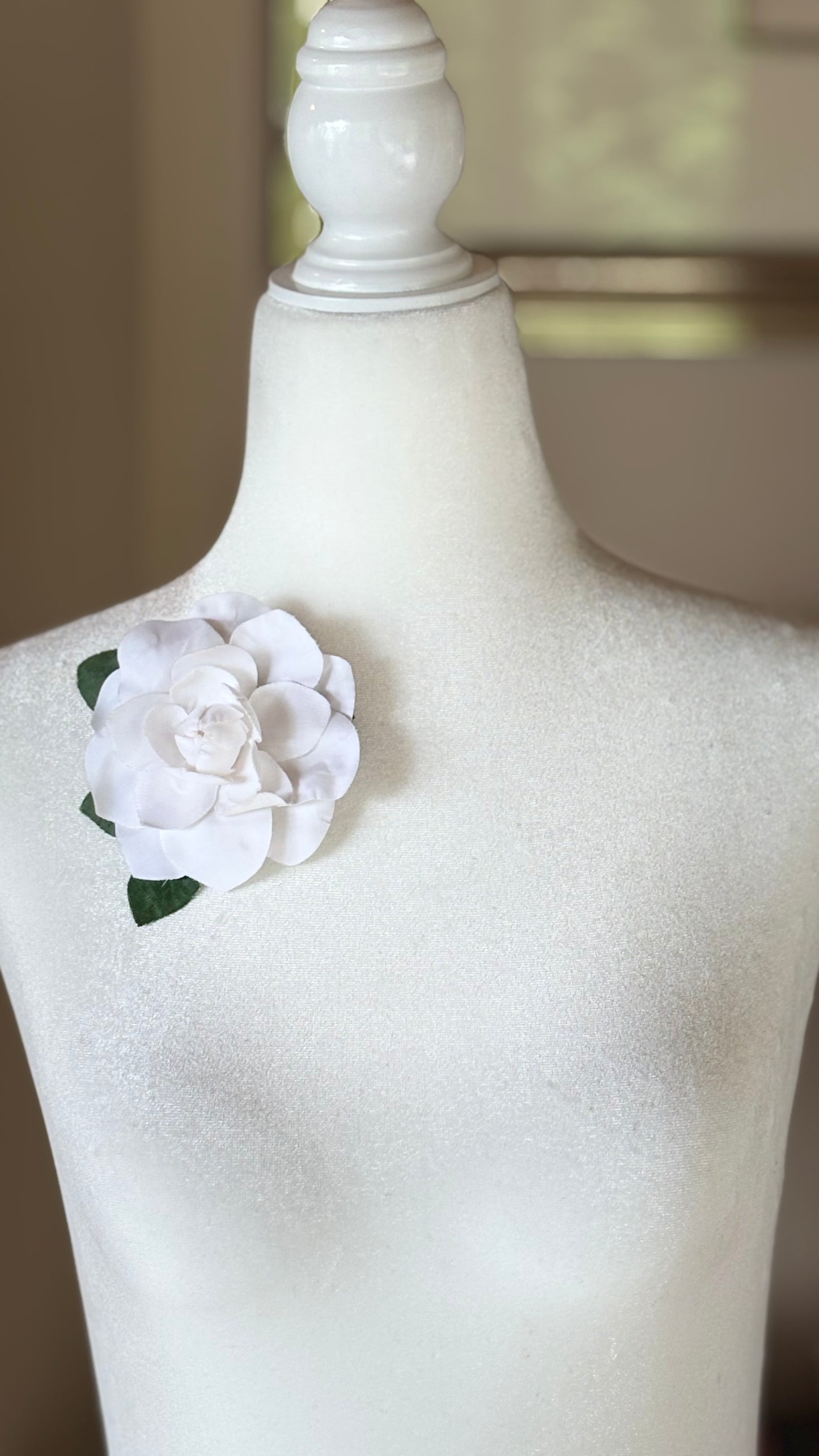 Karin's Garden Classic Vintage White Gardenia.  Pin or Clip into Hair or Lapel.
