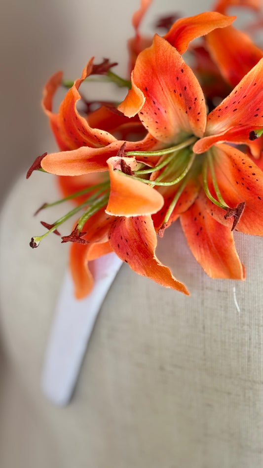 Karin’s Garden “Martha” Couture Tiger Lily Headband | Garden Party Floral Statement Headpiece | Handmade in USA