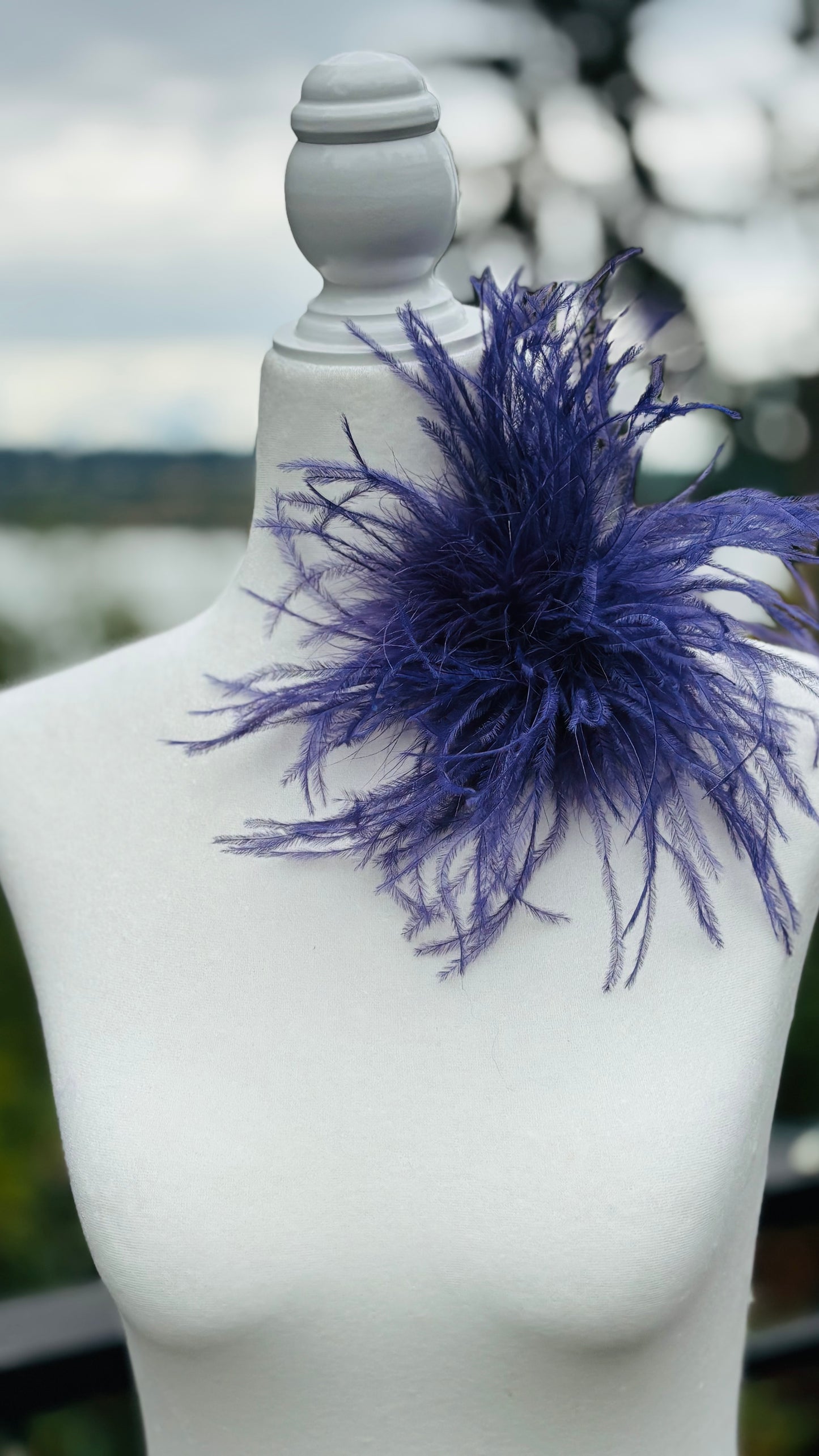Dietrich Petite Ostrich Pin & Clip in Amethyst.  Handmade in the USA. Genuine Ostrich. Available in many colors.  Available in Petite or Grand