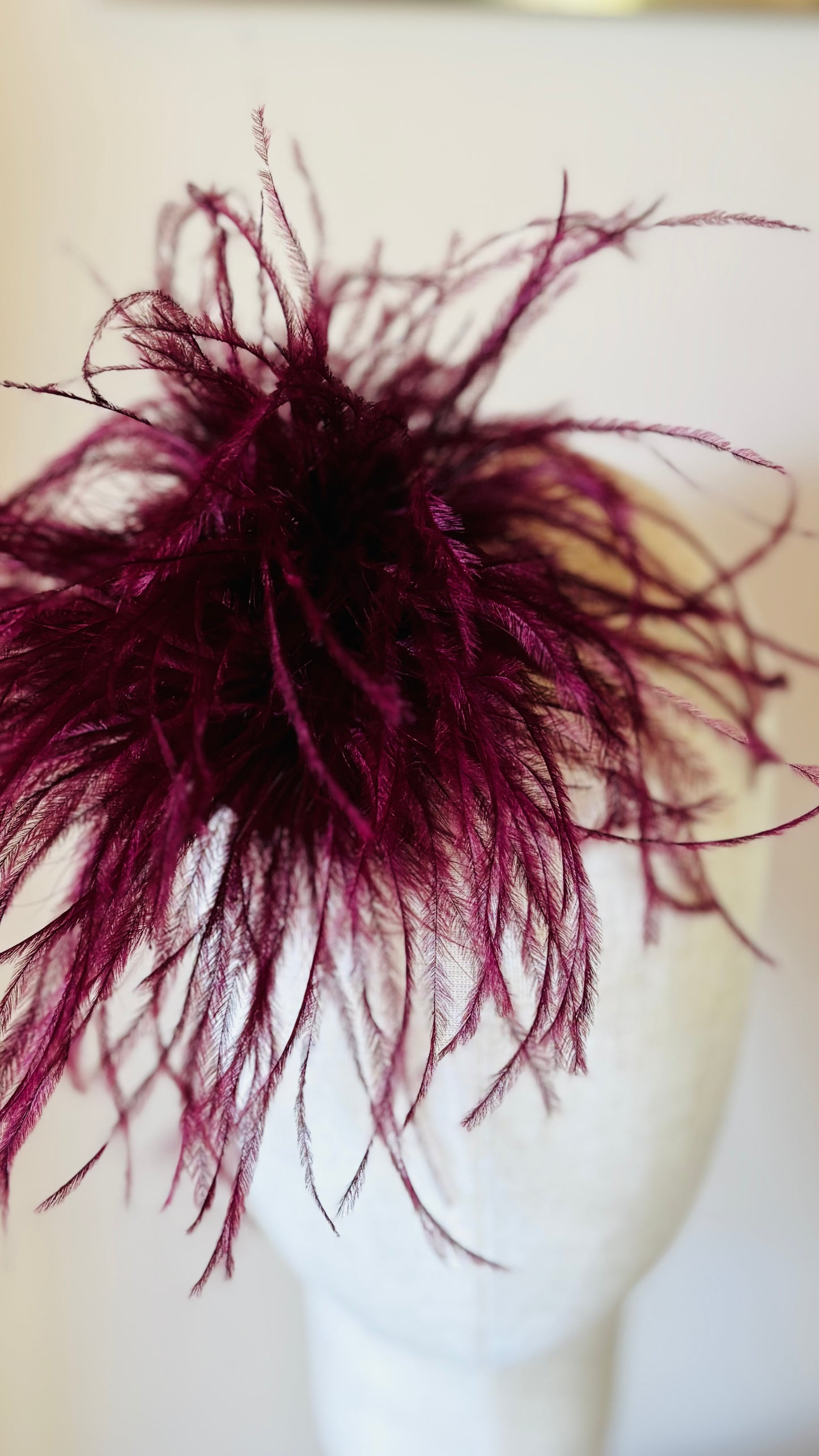 Dietrich Petite Ostrich Pin & Clip in Bordeaux.  Handmade in the USA. Genuine Ostrich. Available in many colors.  Available in Petite or Grand