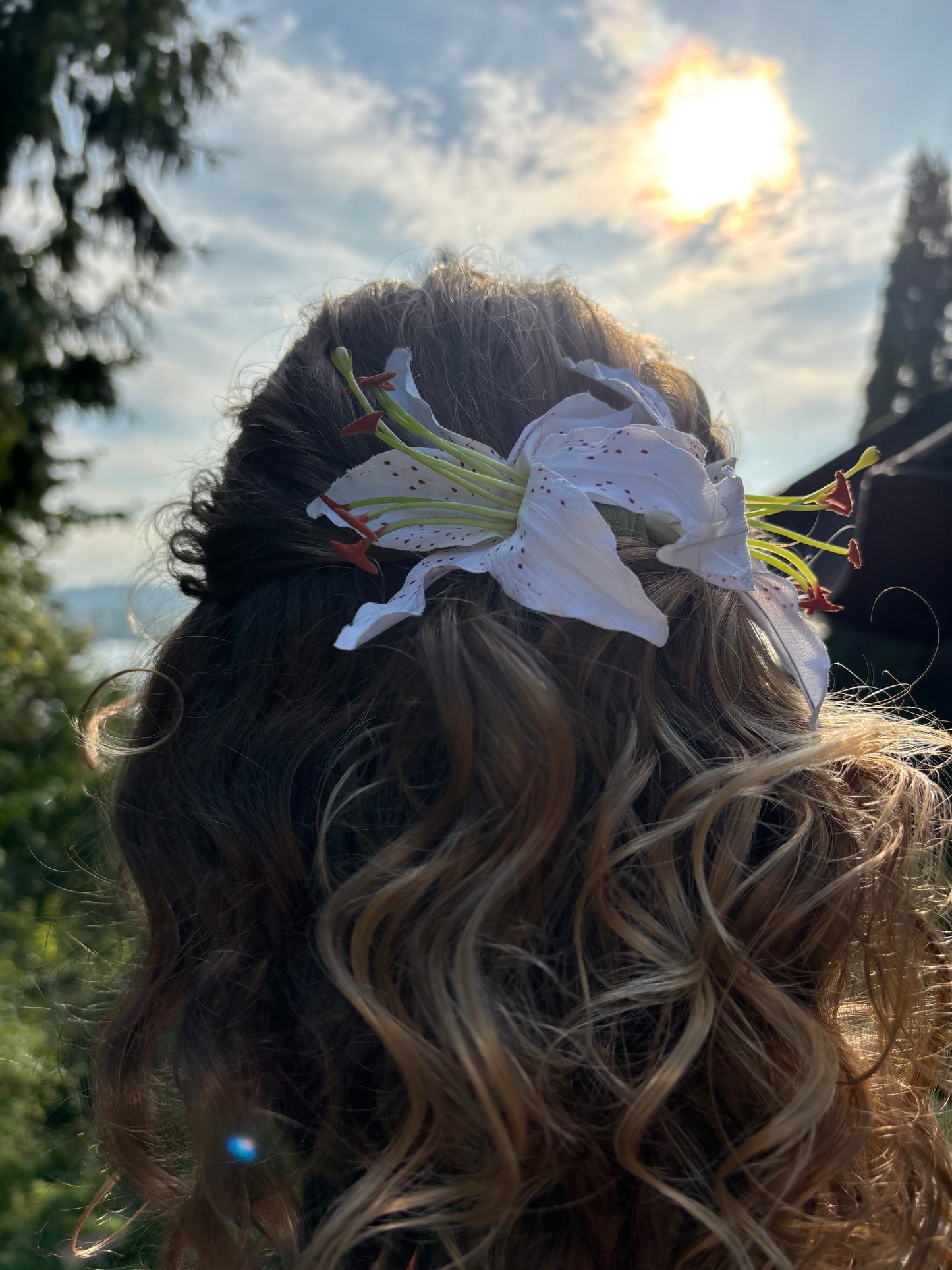 Karin's Garden Martha Orange Tropical Tiger Lily Hair Clip - French Metal 3" Auto Barrette