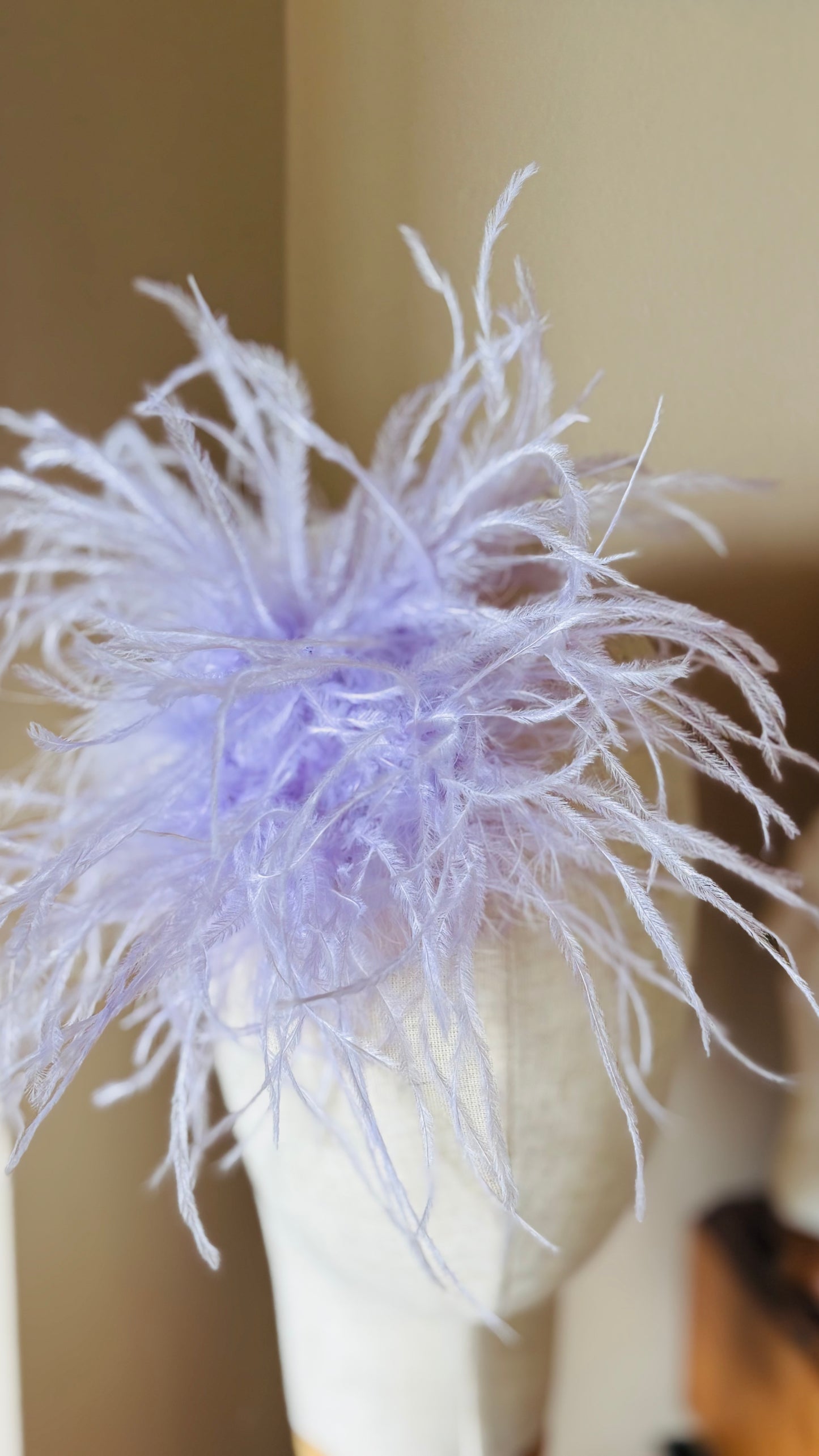 "Dietrich" Petite Ostrich Pin & Clip in Lavender.  Made in the USA. Genuine Ostrich. Available in many colors.  Available in Petite or Grand