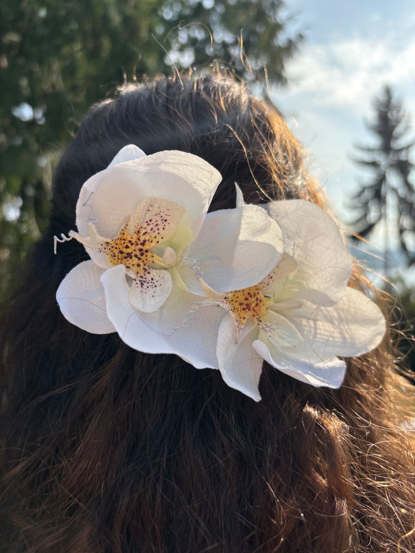 Karin's Garden Stella Phalaenopsis Orchid French Auto Barrette.  Made in the USA - Tropical Vacation Ready - Life like Orchids