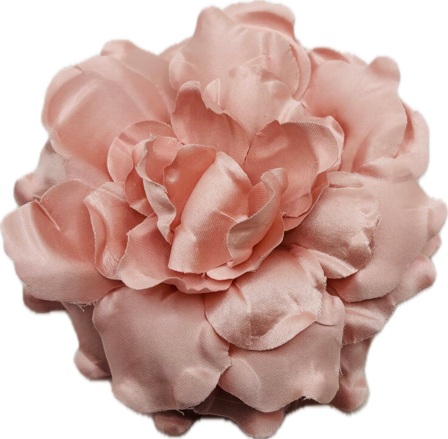 Karin's Garden "Harper" 4" Silk Pink Satin Gardenia Pin Brooch and Clip. Handmade in the USA.  Pin or Clip into hair, onto dress, lapel, handbag and more.