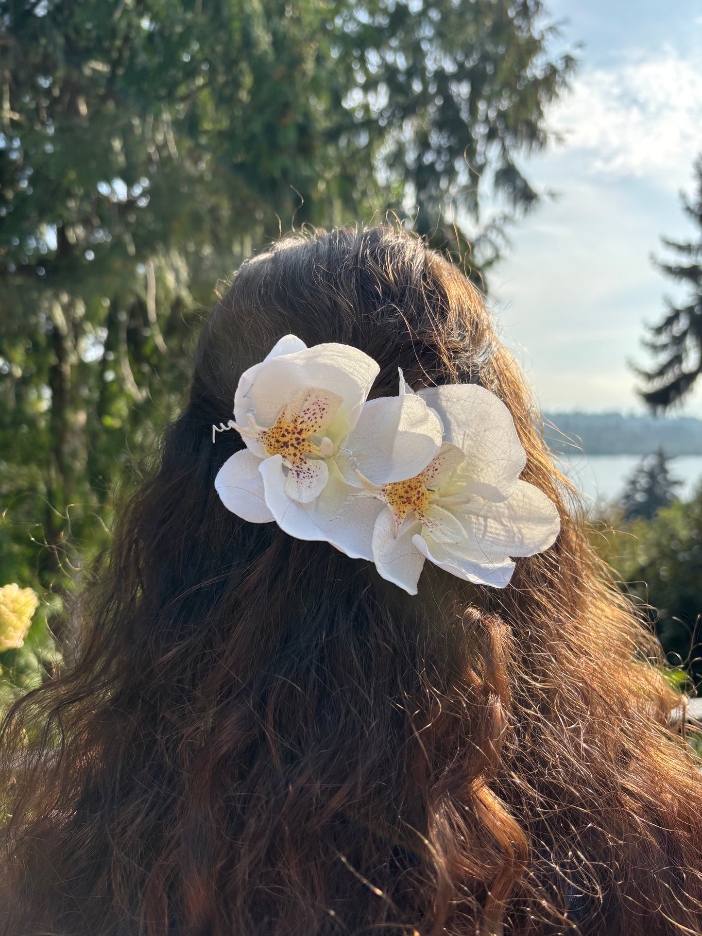 Karin's Garden Stella Phalaenopsis Orchid French Auto Barrette.  Made in the USA - Tropical Vacation Ready - Life like Orchids