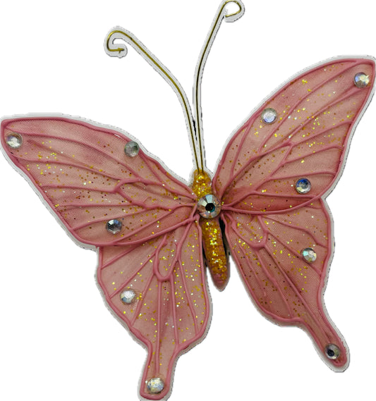 Karin’s Garden 3” “Tinker Bell” Pink Glitter Butterfly Pinch Clip.