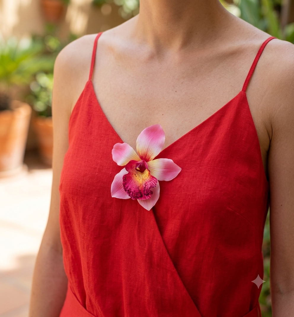 Chloe Clip Karin’s Garden 3 1/2 inches. Pink Vanda Orchid Pinch Clip. Made in the USA. As Seen In: SHOP Magazine.