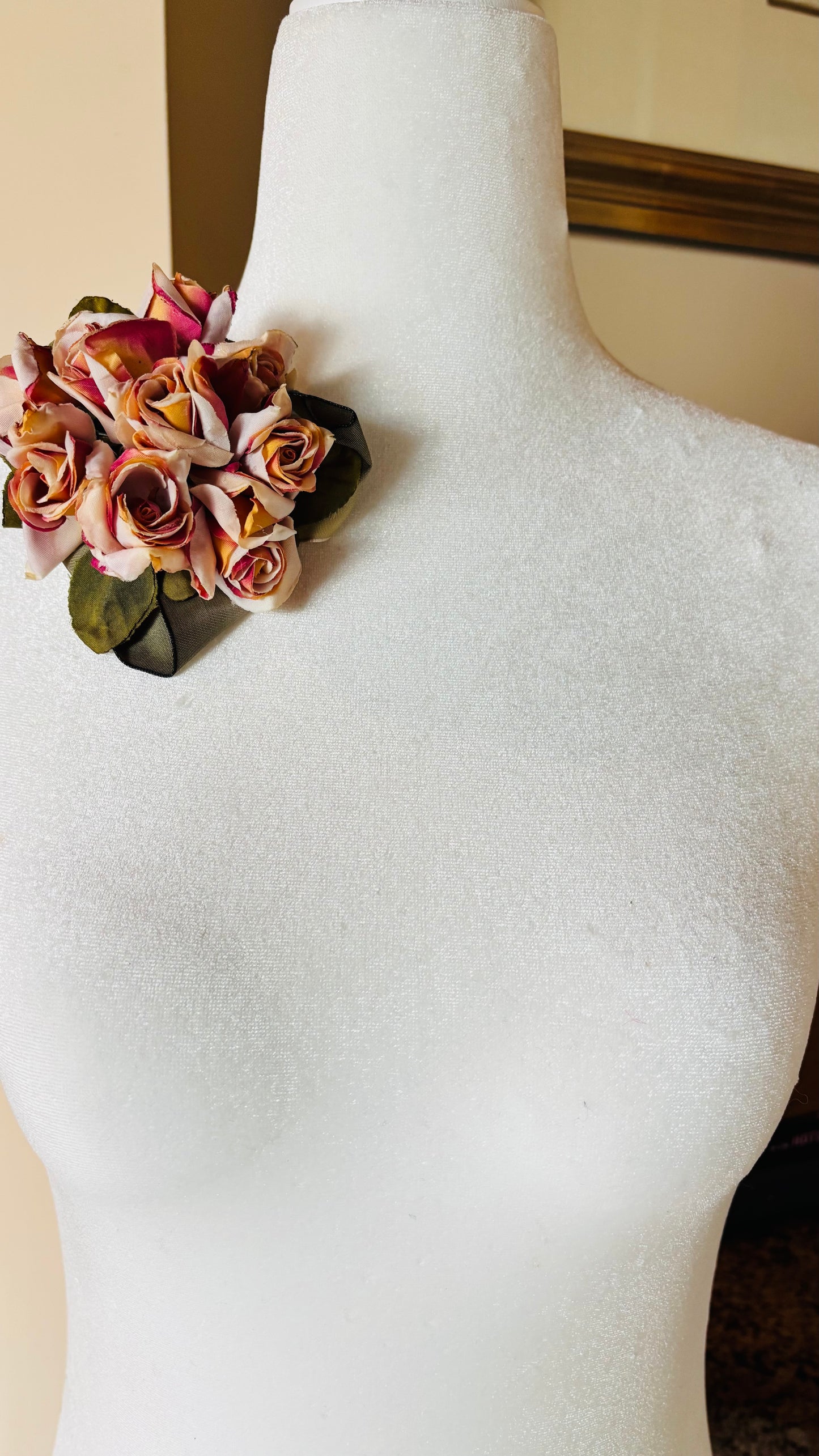 “Mary Ellen” 4” Vintage Rosebuds Brooch & Clip.  Life Like Rosebuds.