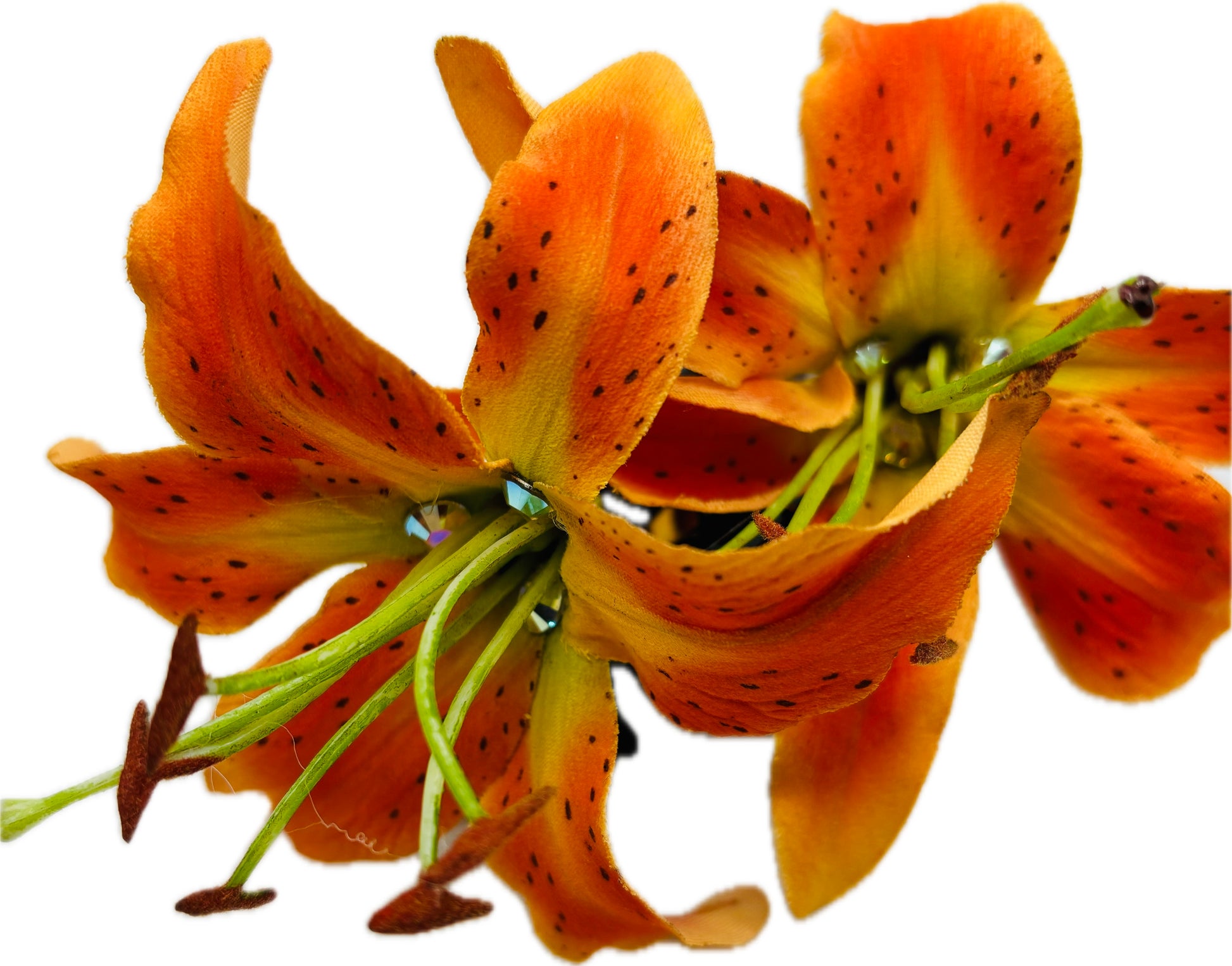 tiger lily hair pin Ophelia Orange 4" Tiger Lily French Jaw Clip. Hair Clip. Flower Hair Accessory. Made in the USA. Life Like Lilies