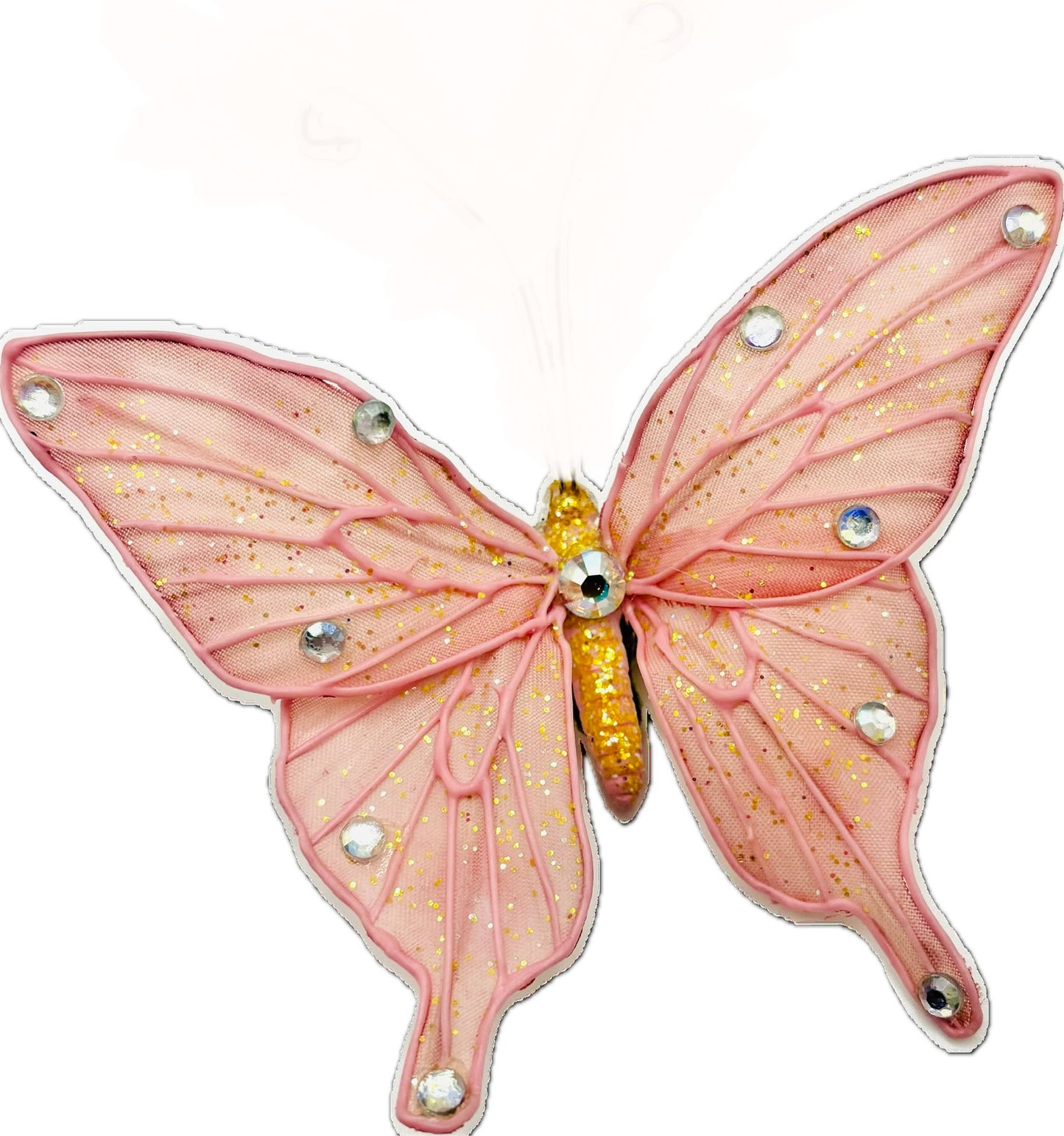 Karin’s Garden 3” “Tinker Bell” Pink Glitter Butterfly Pinch Clip.