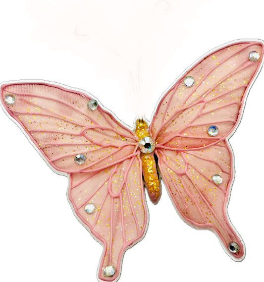 Karin’s Garden 3” “Tinker Bell” Pink Glitter Butterfly Pinch Clip.