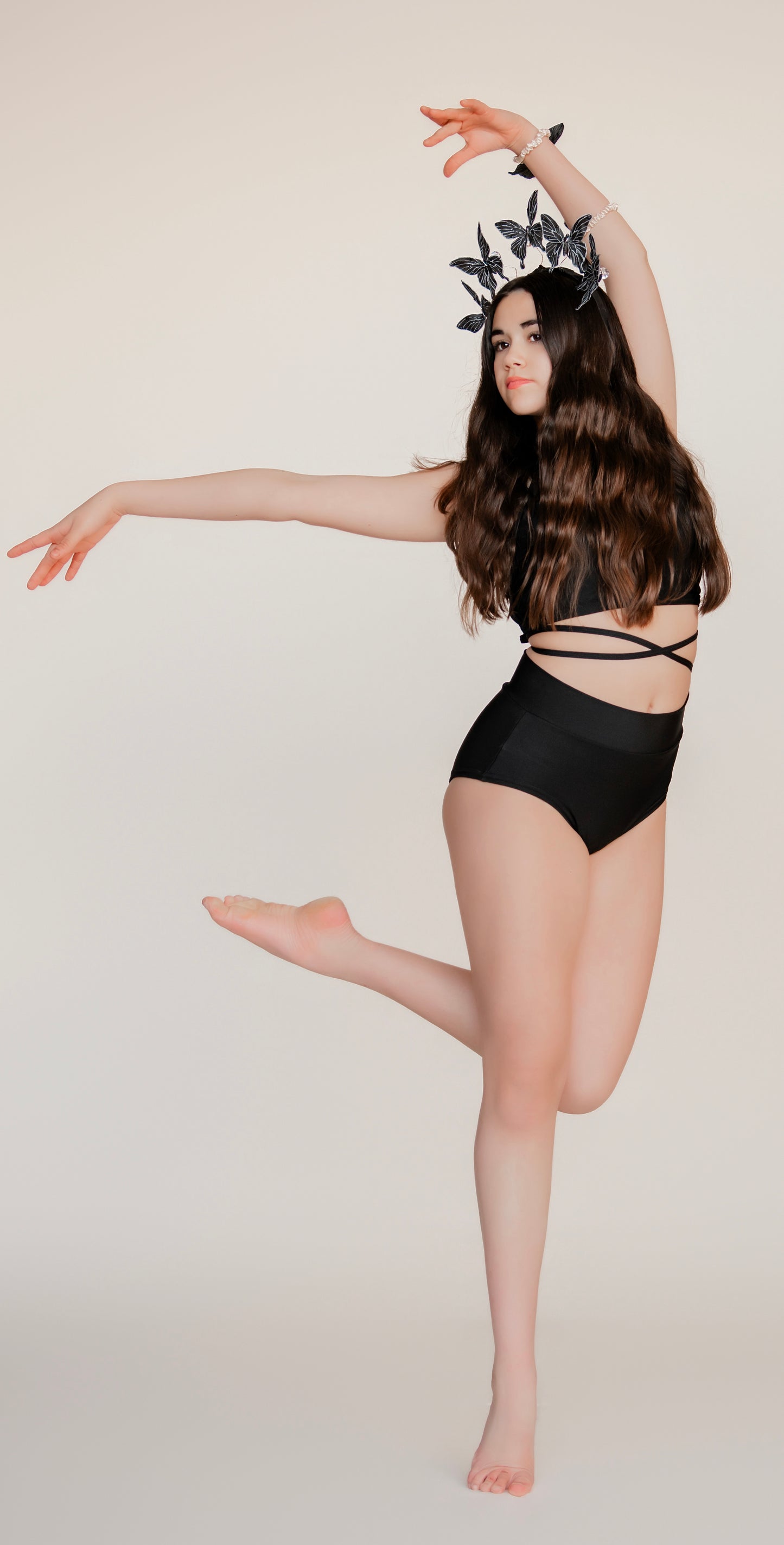 “Vanessa” Black Butterflies Headband.  Comfort Fit Silk Headband, Bendable Butterflies.  Handmade in Bellevue, Washington. Clothing by detailsdancewear