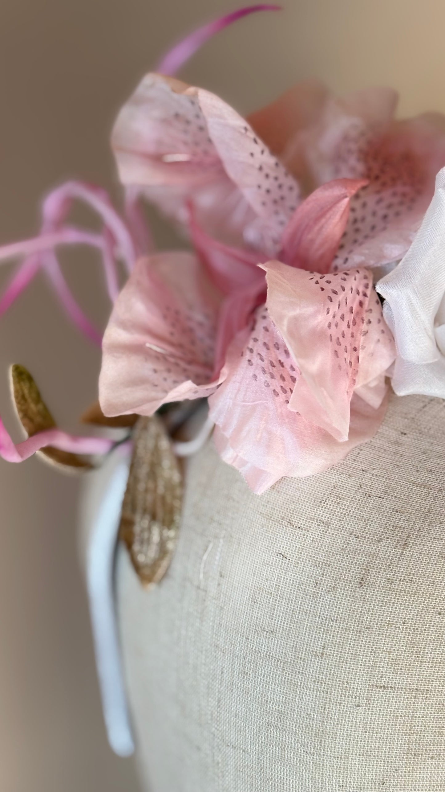 The Atelier Flora Crown Collection - A one-of-a-kind composition of rare vintage European florals and modern elements, arranged entirely by hand.