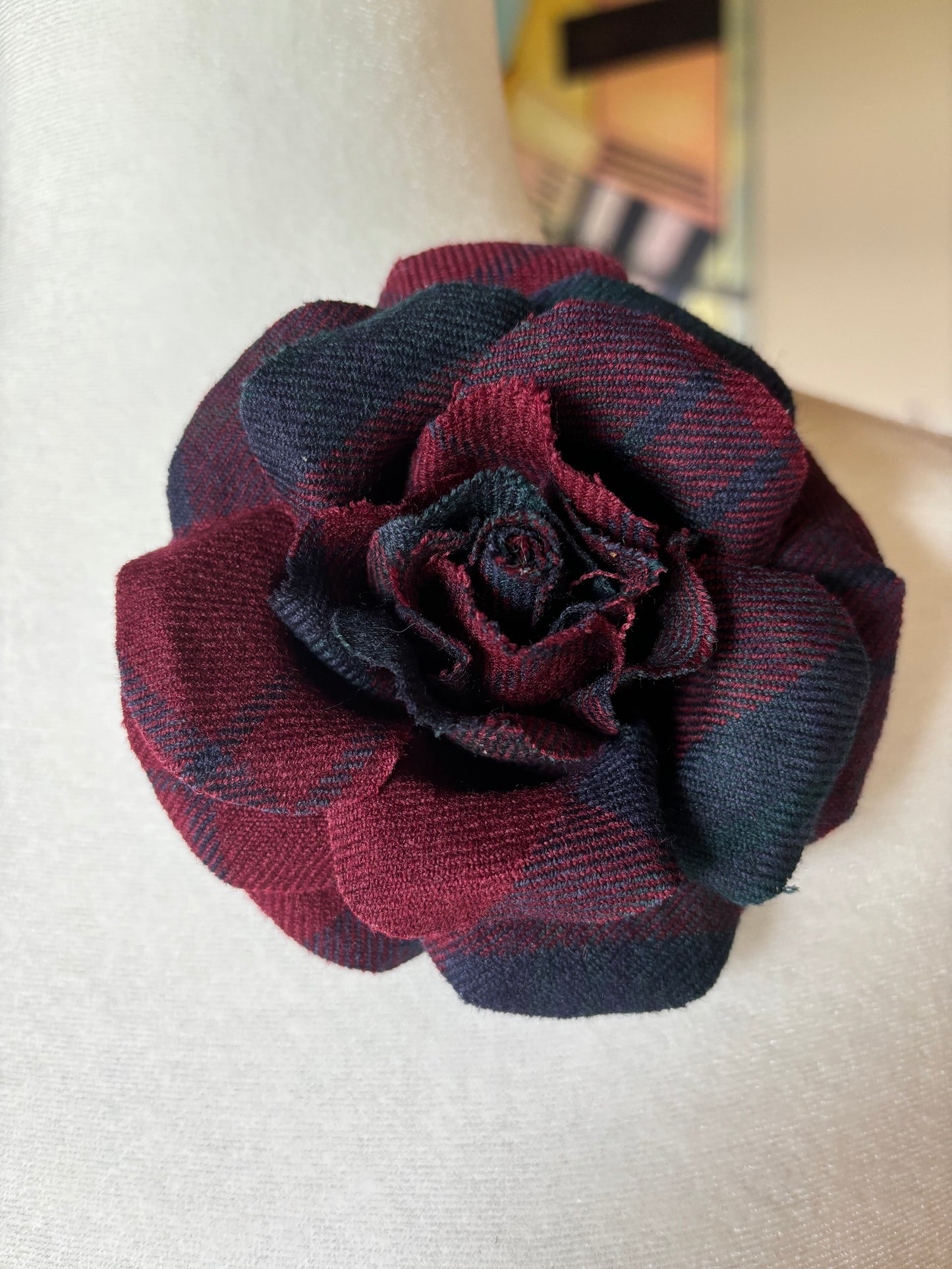 Karin's Garden 4" Laine Tweed Rose Pin Broche Rose Clip 100% Laine.