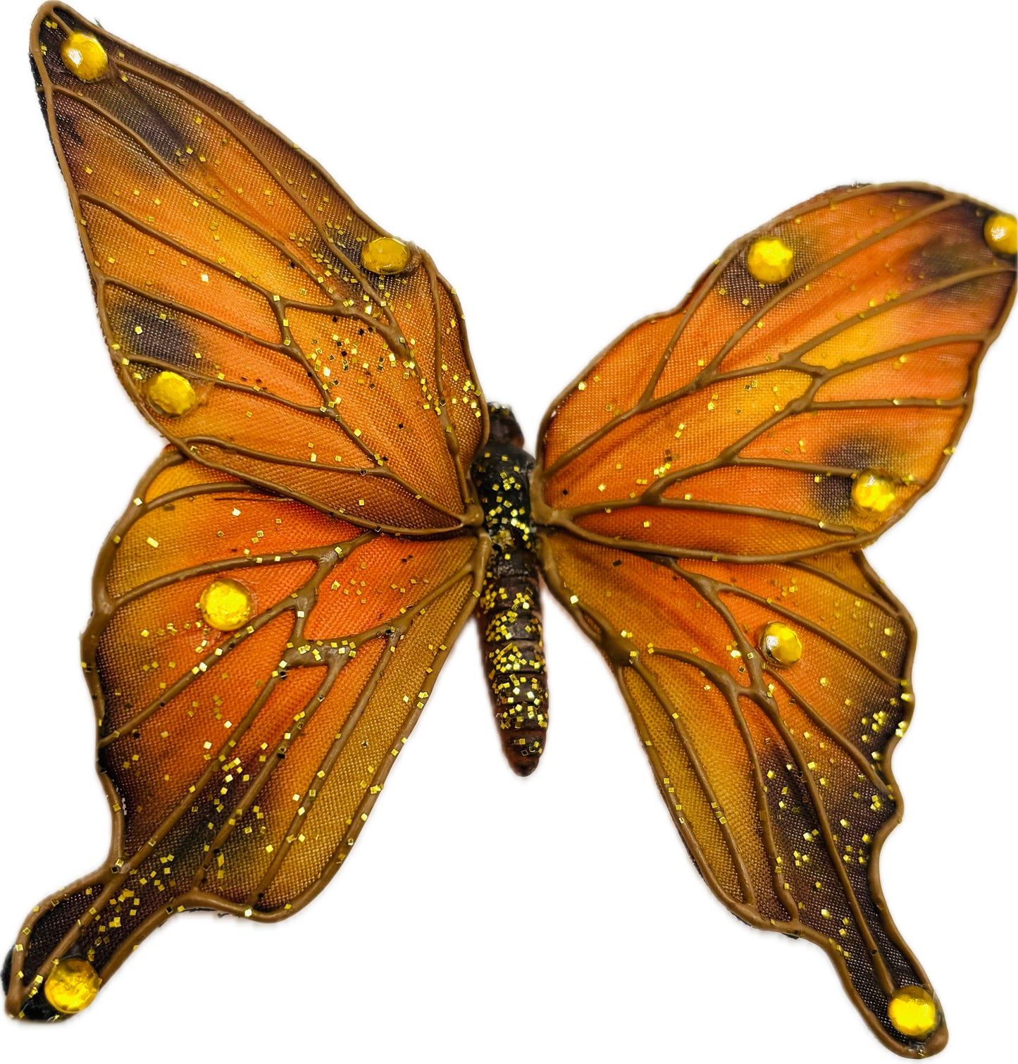 "Vanessa" Karin's Garden 3" Orange Butterfly clip. Bendable petals. Wear in your hair or clip on lapel, tank top or dress.  Hair Accessory