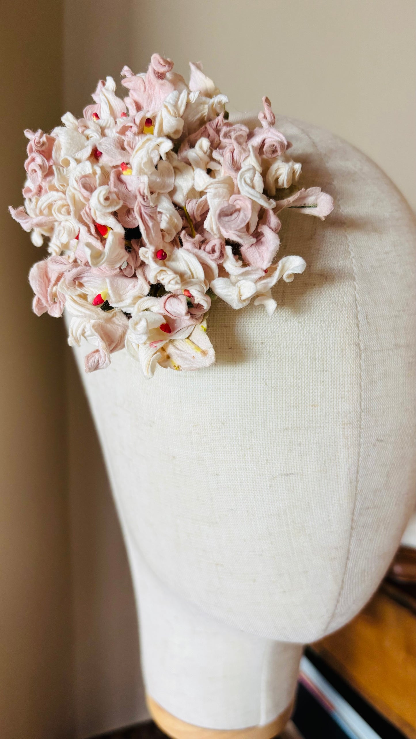 “Esme" Vintage Ivory Hydrangea Pin & Clip 4".  Life Like Hydrangeas. Karin's Garden