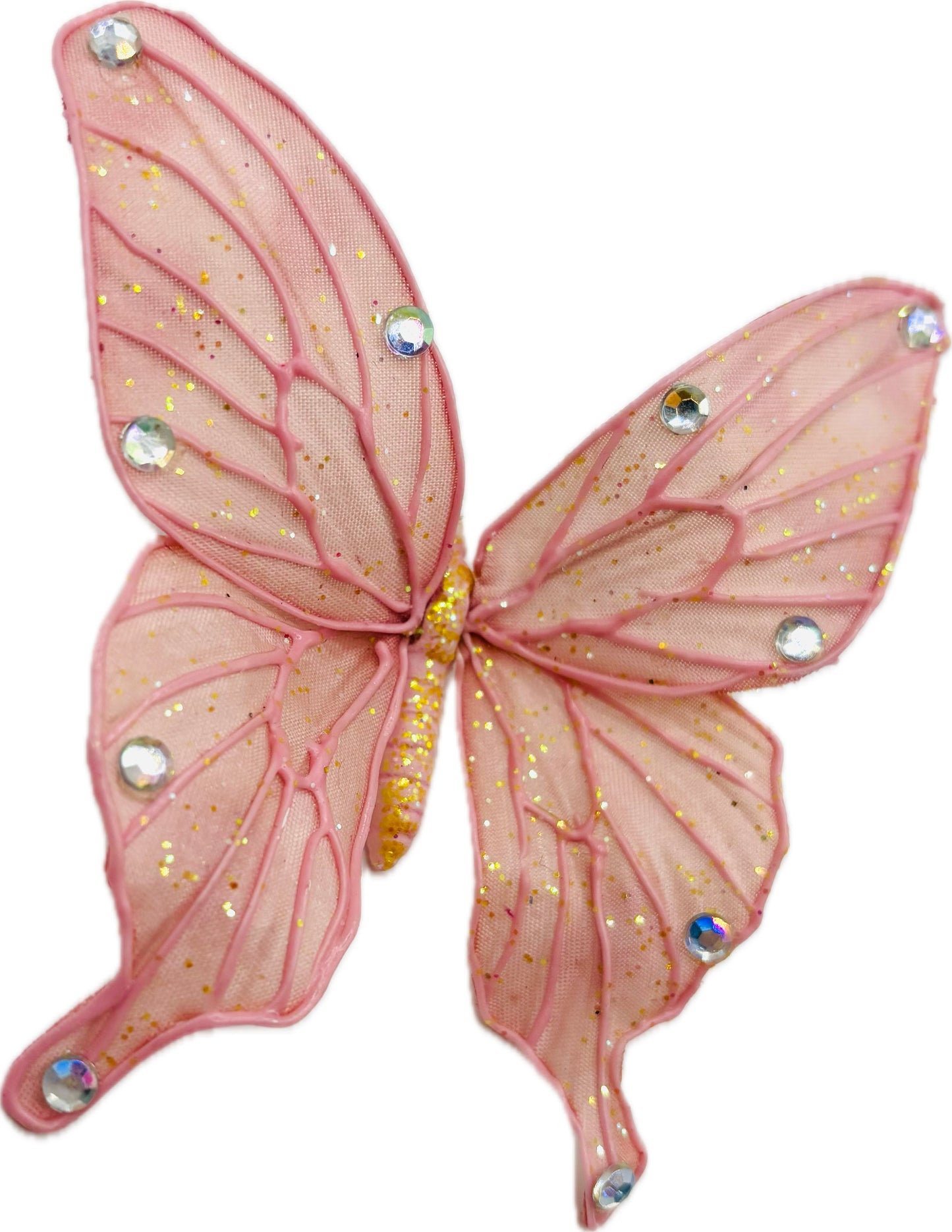 "Vanessa" Karin's Garden 3" Pink Butterfly clip. Bendable petals. Wear in your hair, clip to wristlet, clip on lapel, tank top or dress.  Clothing by detailsdancewear