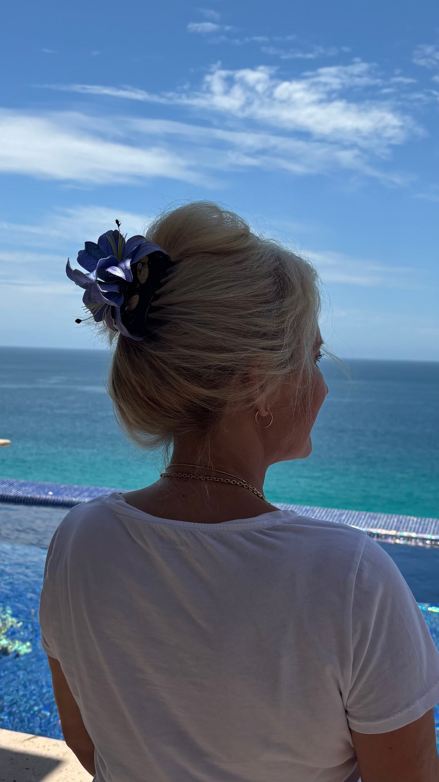 Karin's Garden 4" Lilies & Crystals French Jaw Clip.  Handmade in the USA.  Perfect to wear all of your hair up.