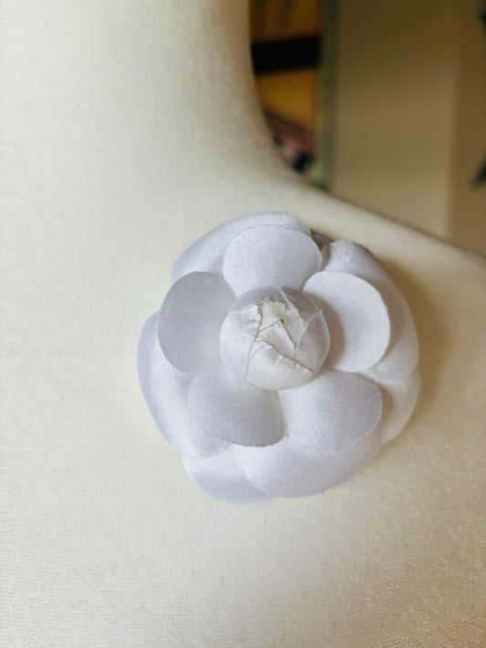 Karin's Garden 3" Classic Silk Satin Camellia Flower Pin Brooch Pin White Clip Flower clip or Flower pin.  Made in the USA