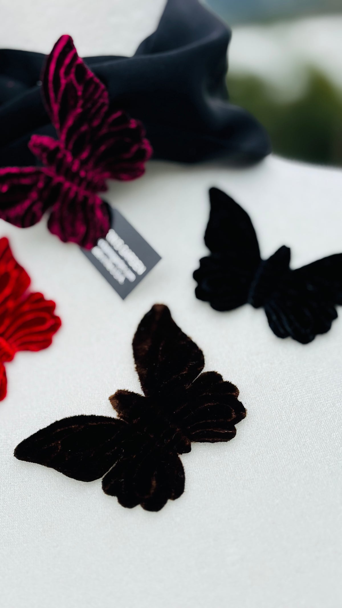 Mariposa Wine Velvet Butterfly Clip Handmade in the USA.  Clip into hair, onto lapel, dress, handbag and more.