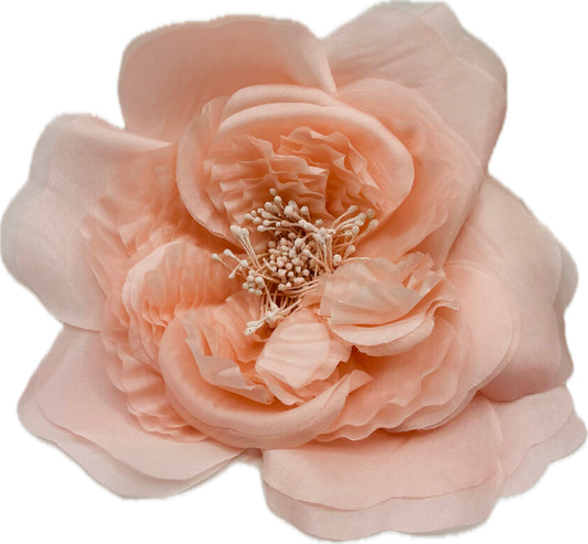 "Clara" 6" Apricot Silk Rose Pin or Clip.  Flower pin or Flower hair clip.  One of our best sellers.  Seen in Martha Stewart