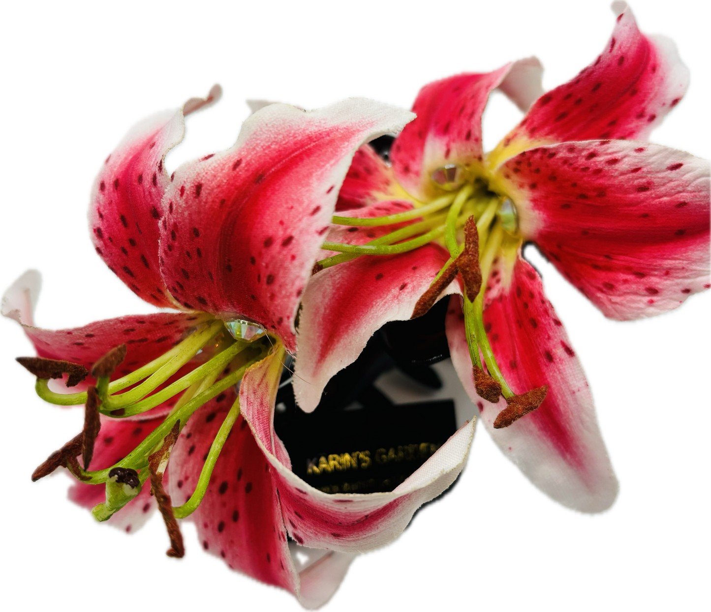 Karin's Garden Ophelia Fuchsia 4" Tiger Lily French Jaw Clip.  Hair Clip.  Flower Hair Accessory.  Made in the USA.  Life Like Lilies