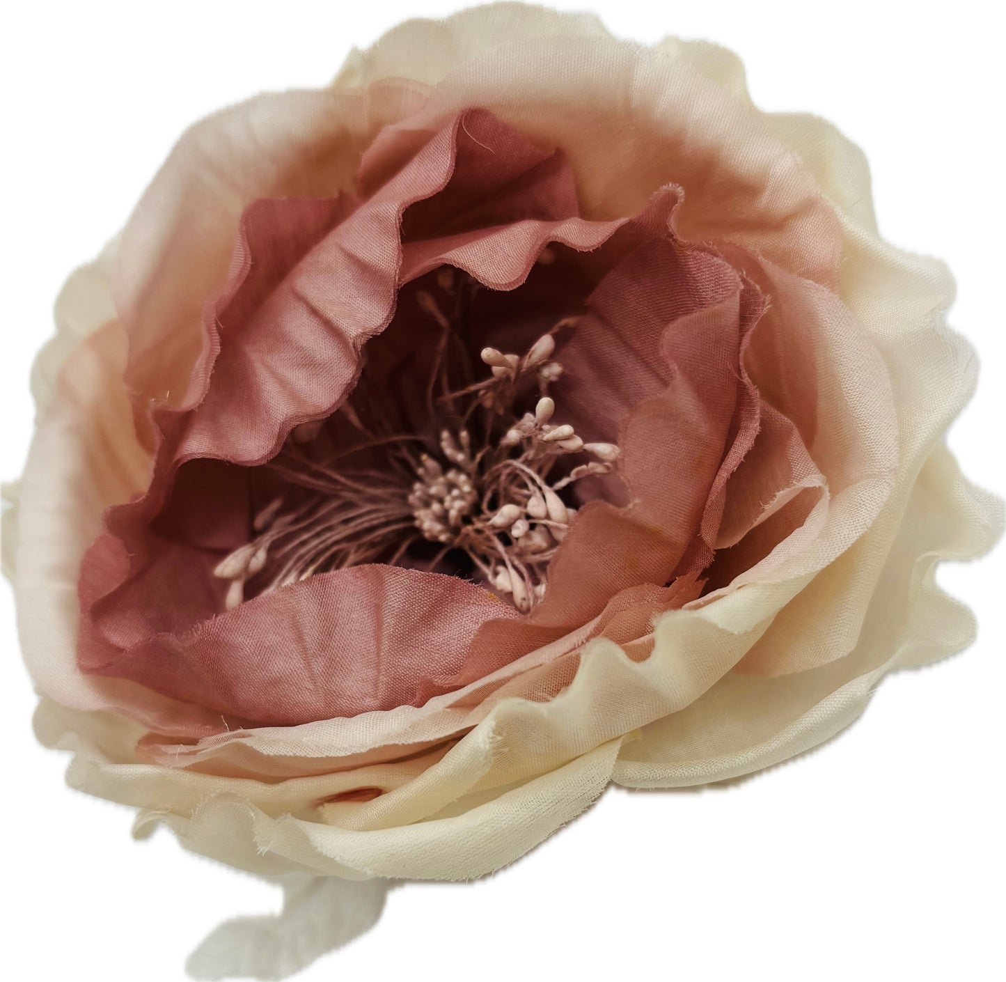 Karin’s Garden 3” Petite Elegant Silk Rose Pin & Pinch Clip.  Ivory Pink