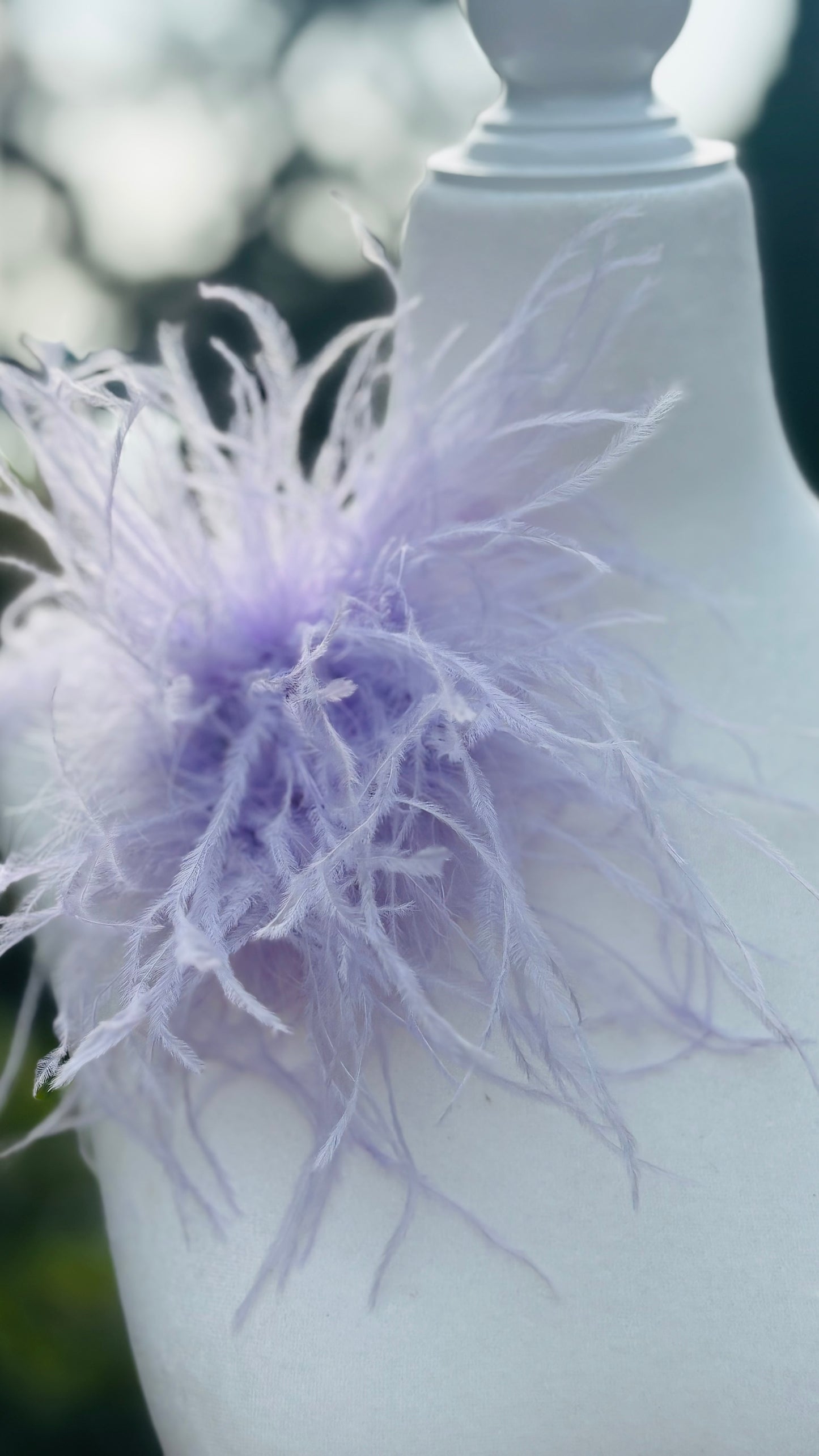"Dietrich" Petite Ostrich Pin & Clip in Lavender.  Made in the USA. Genuine Ostrich. Available in many colors.  Available in Petite or Grand