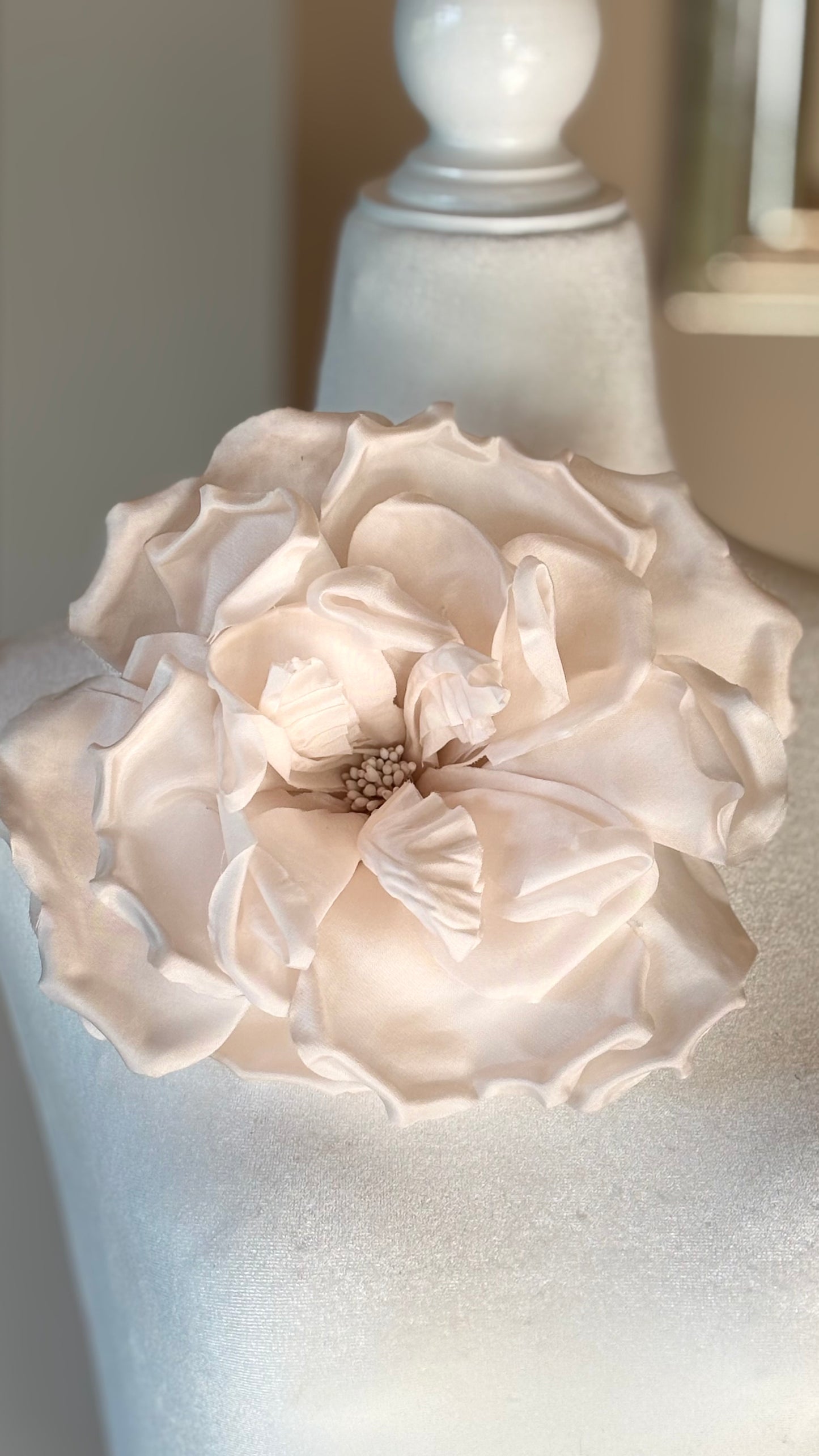 Karin's Garden 8" "Valentina" Champagne Silk Blend Romantic Cabbage Rose Brooch Pin & Clip.  A Statement Flower (Copy)