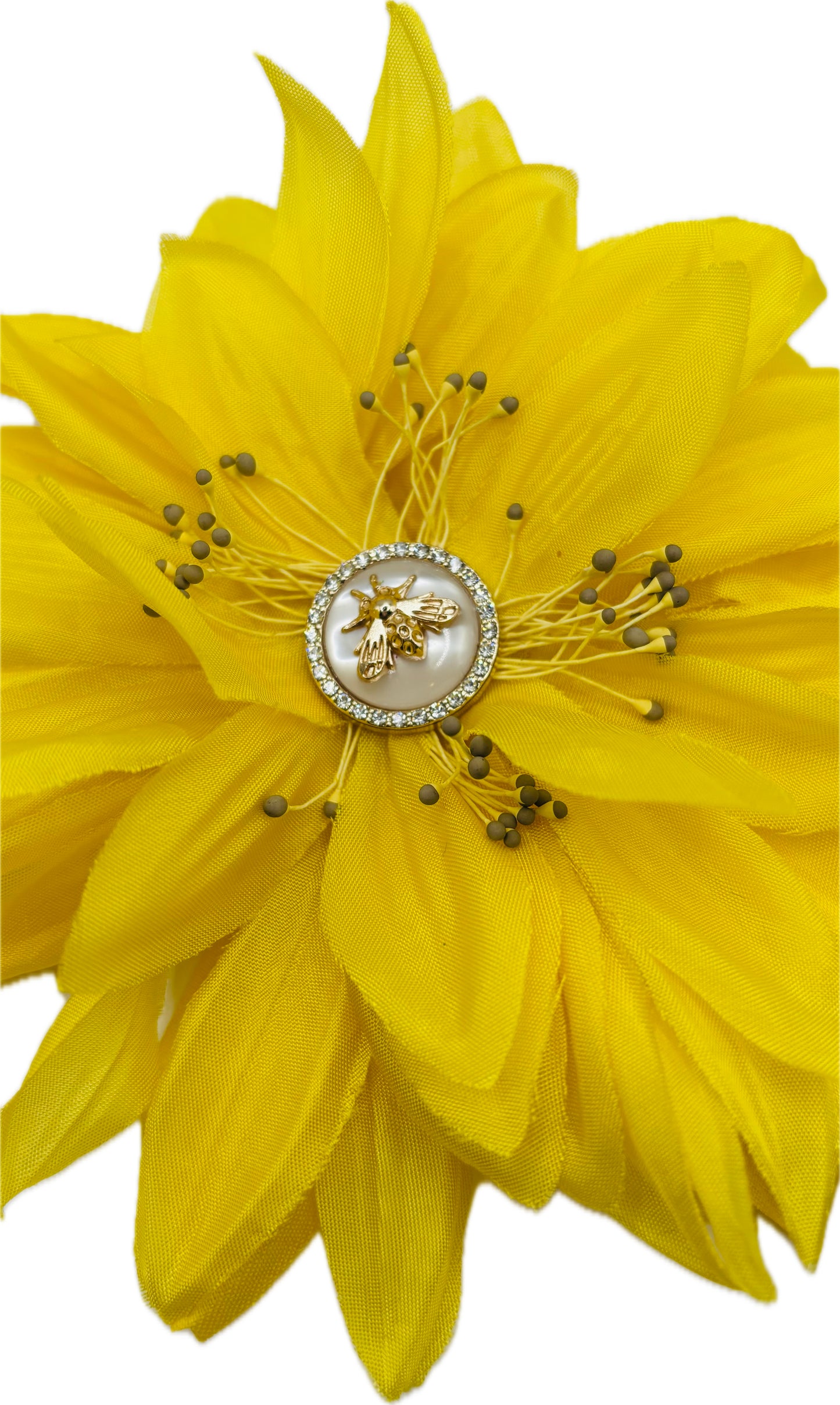 Karin’s Garden 5" Vintage Sunflower with Bee & Crystal Center Pin-Clip