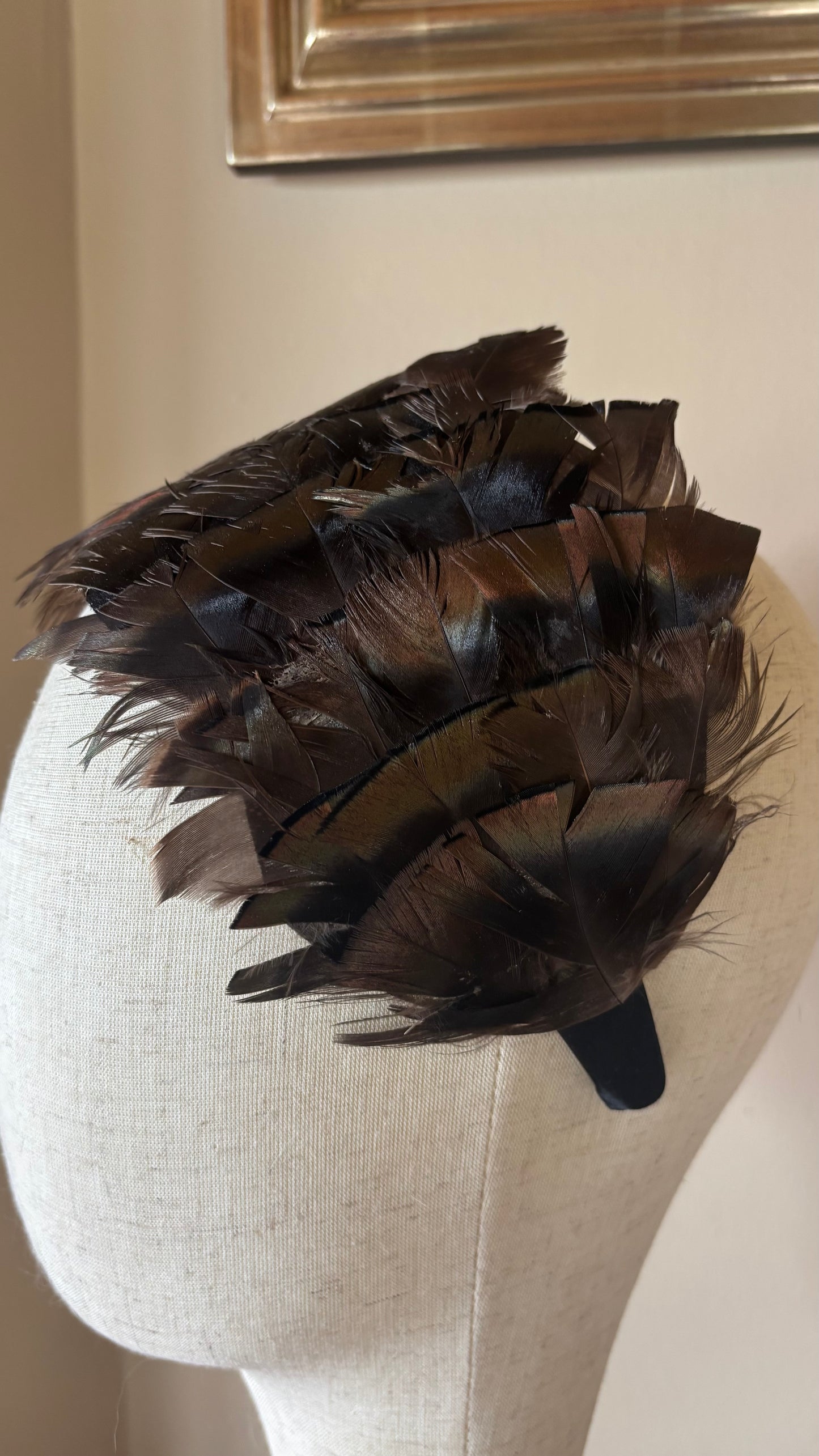 Garbo Bronze Feather Couture Headband