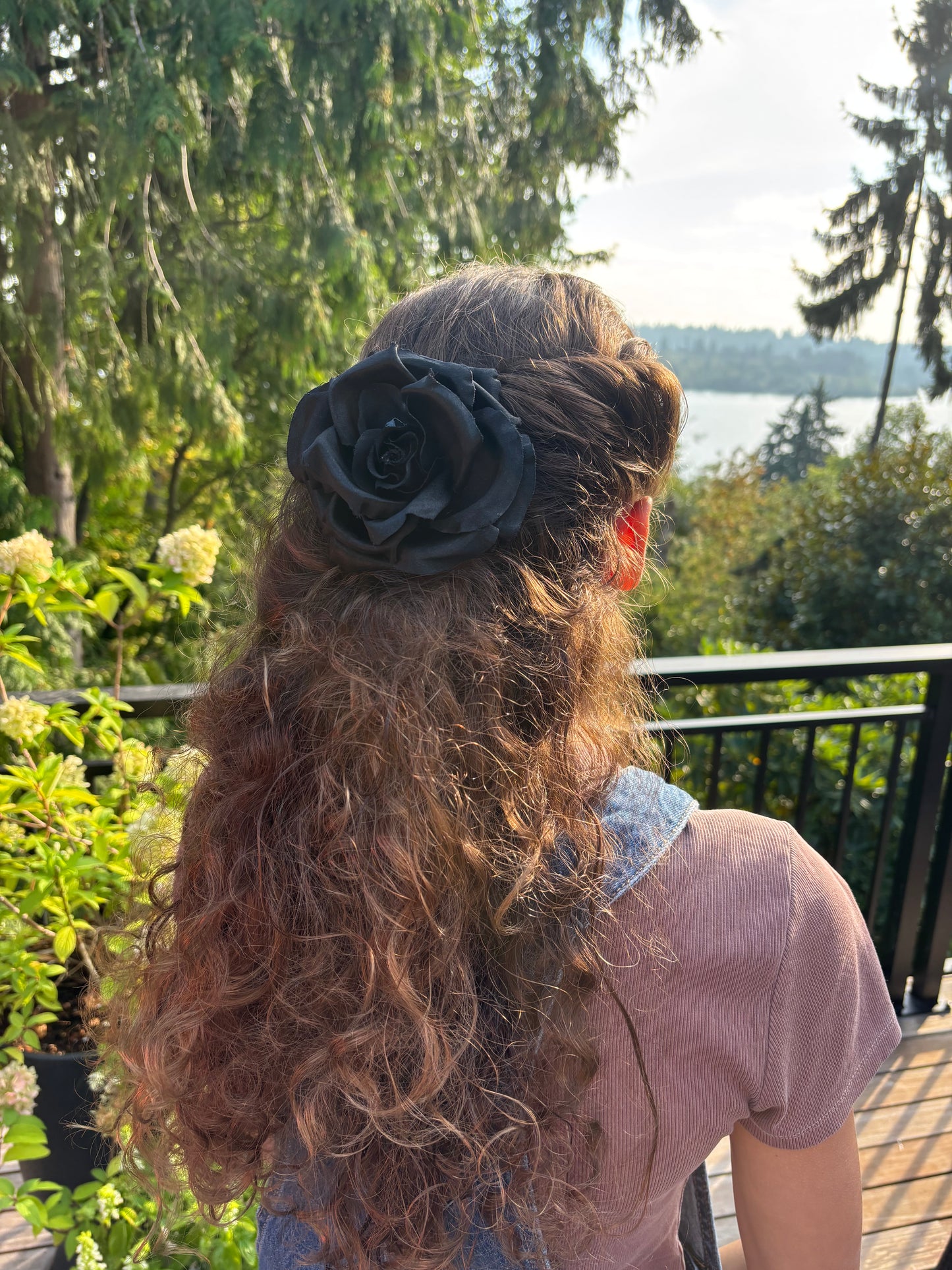 Karin’s Garden 3.5" "Daphne" Black Silk Rose Pin-Clip.  Made in the USA with Love xo