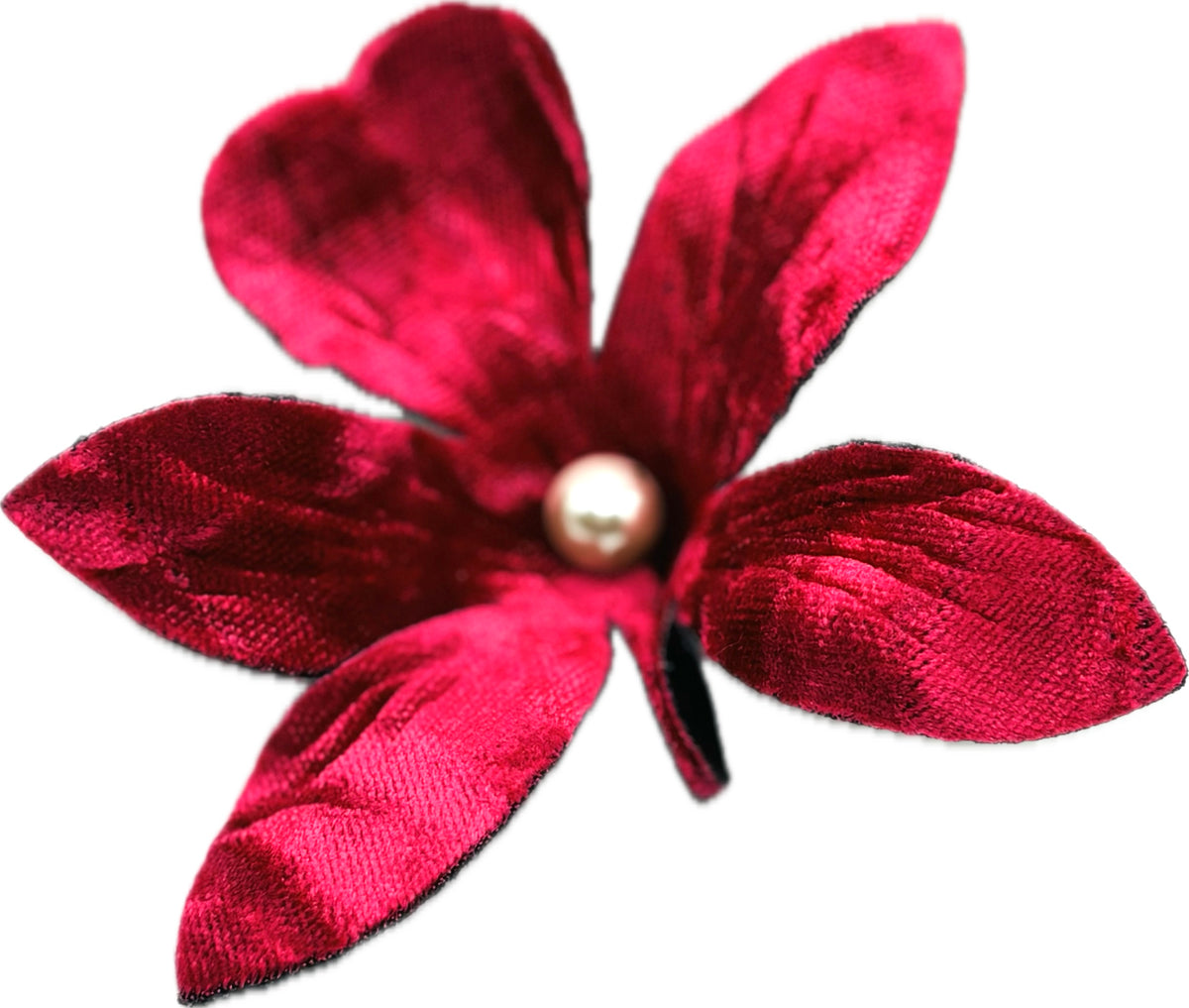 Pink Crushed Velvet Orchid Clip with Pearl Center
