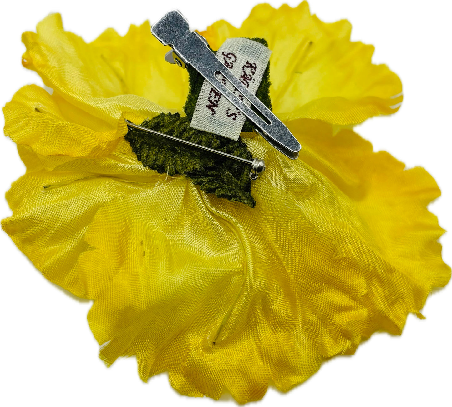 Yellow Garden Poppy 4" Pin or Clip into hair, onto dress, lapel, hat and more.  Lifelike Poppy.  Bendable Petals.
